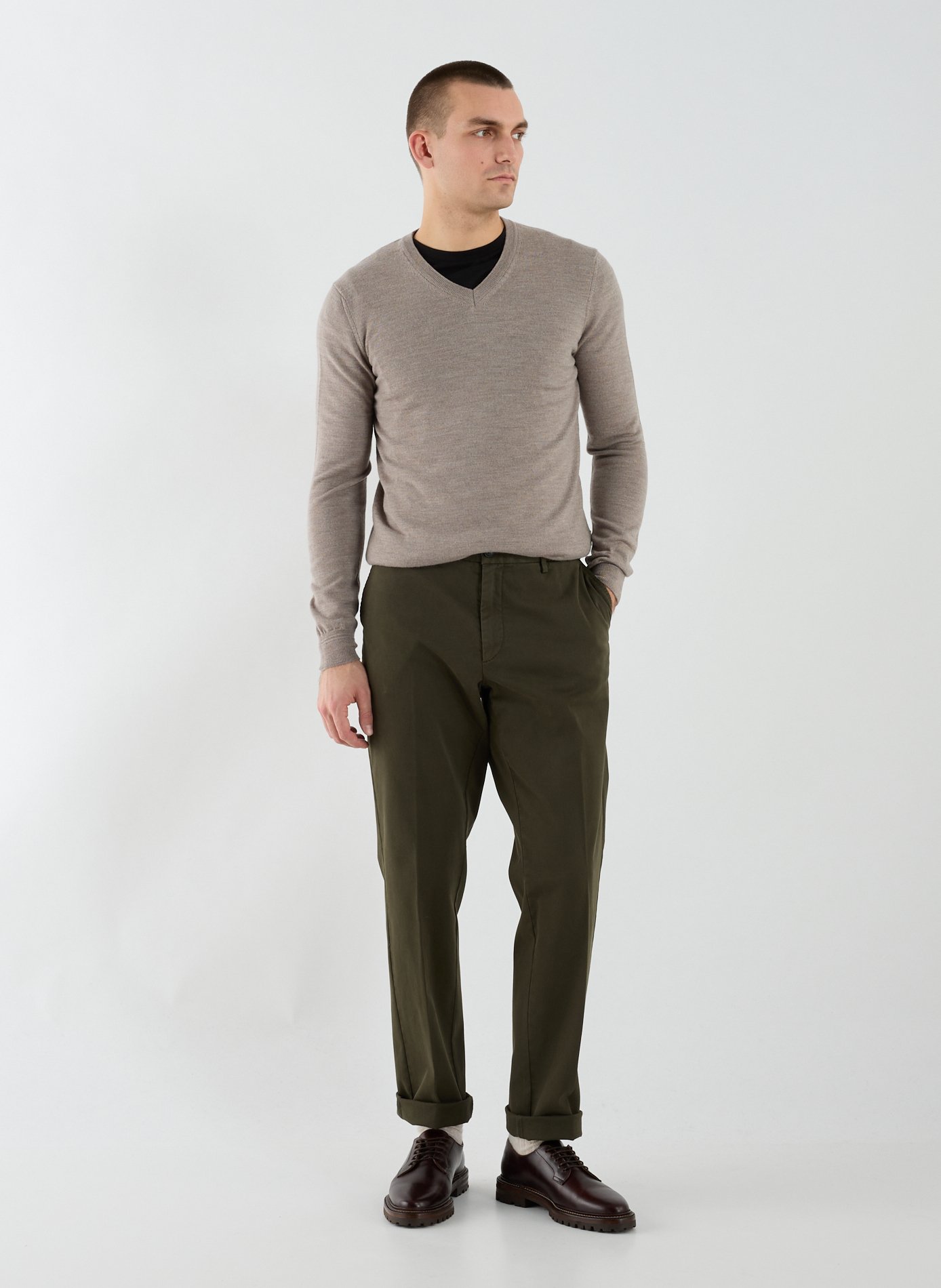 Pull col V en laine FACONNABLE Beige