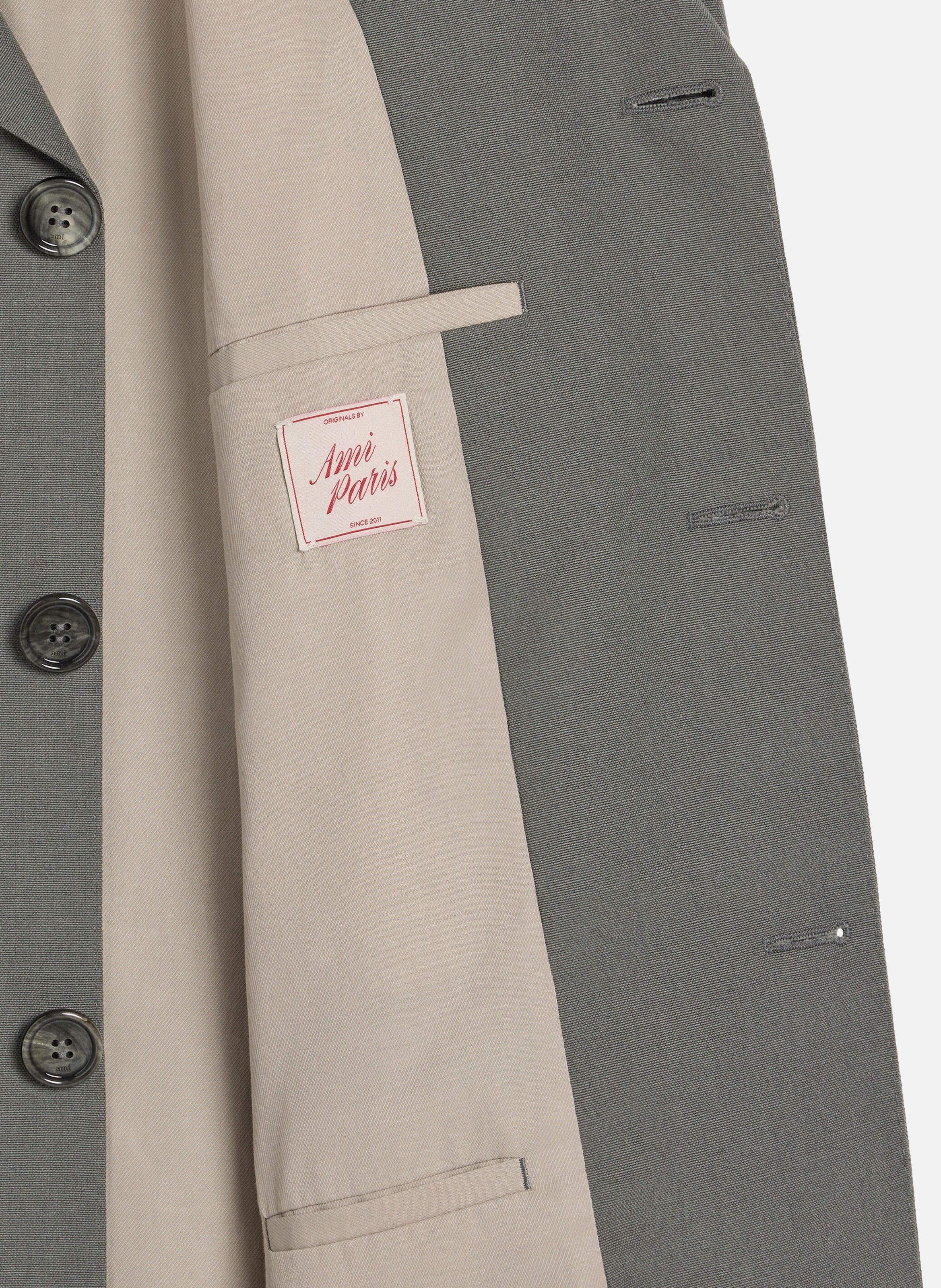 Veste droite double boutonnage en laine vierge AMI PARIS Gris
