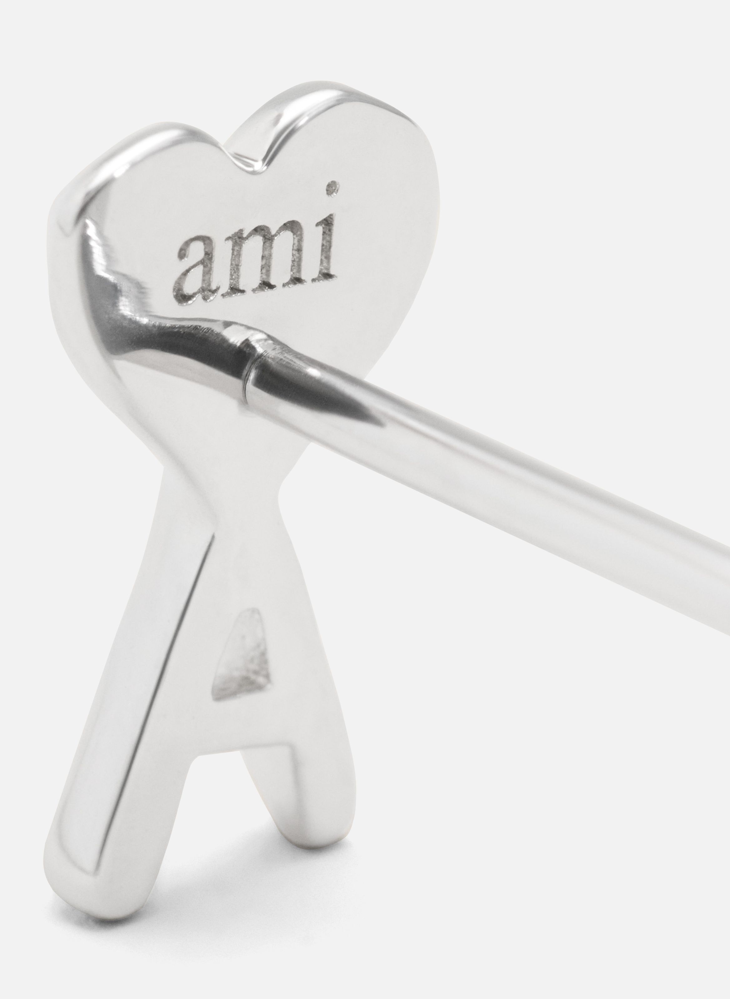 Boucles d'oreilles dorées argentées ami de coeur unisexes en laiton AMI PARIS Gris