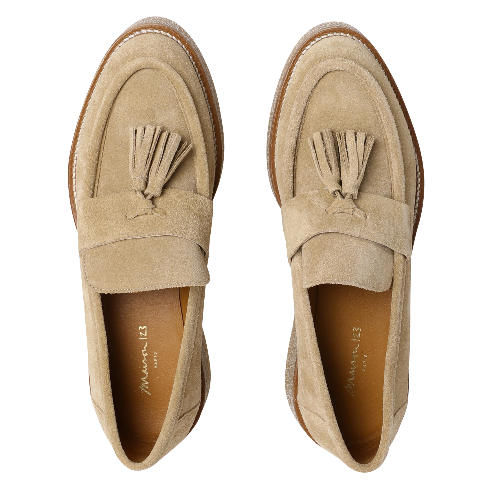 Mocassins suédés en cuir victor MAISON 123 Blanc