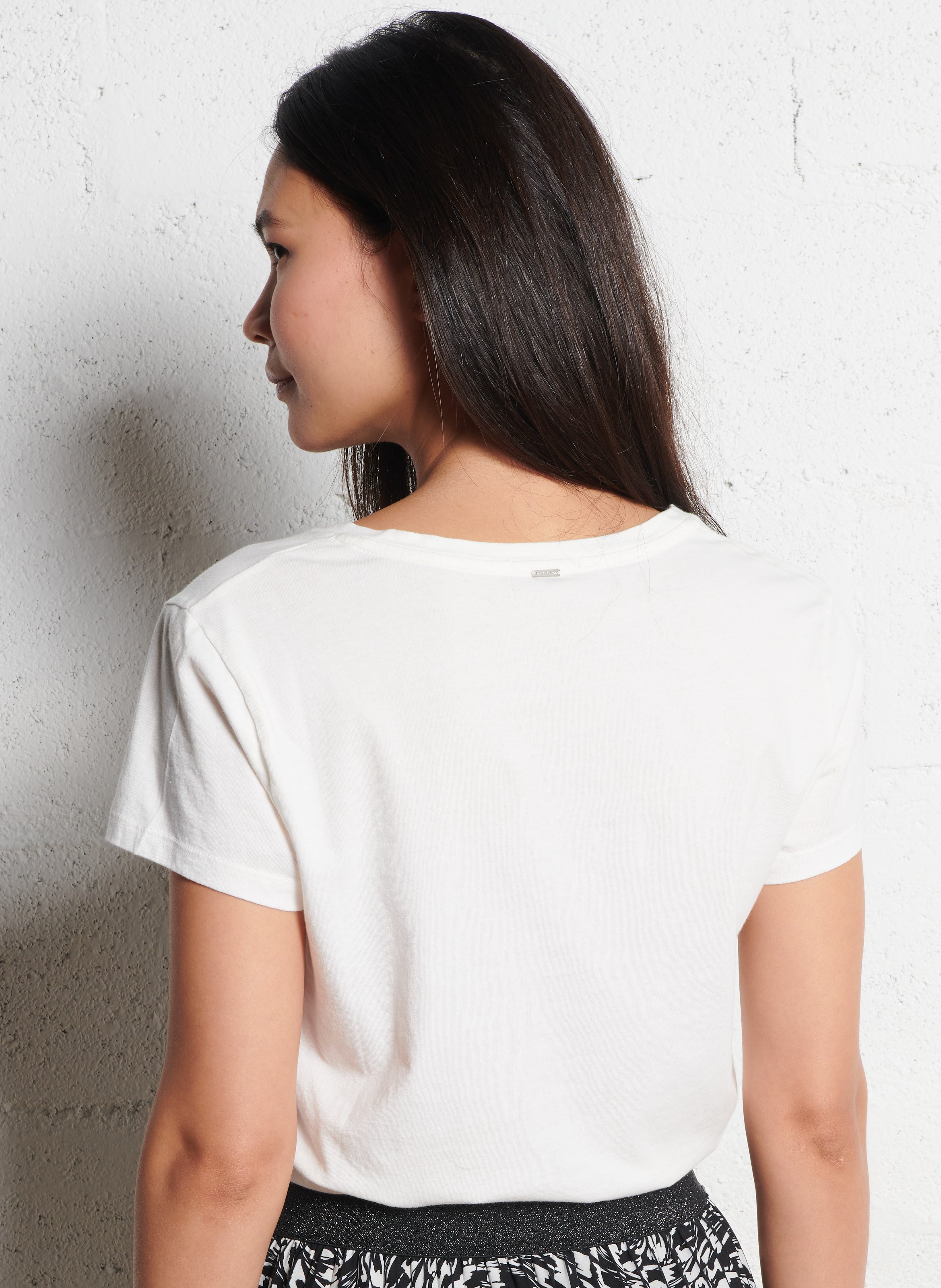 Tee-shirt droit en coton imprimé IKKS Blanc