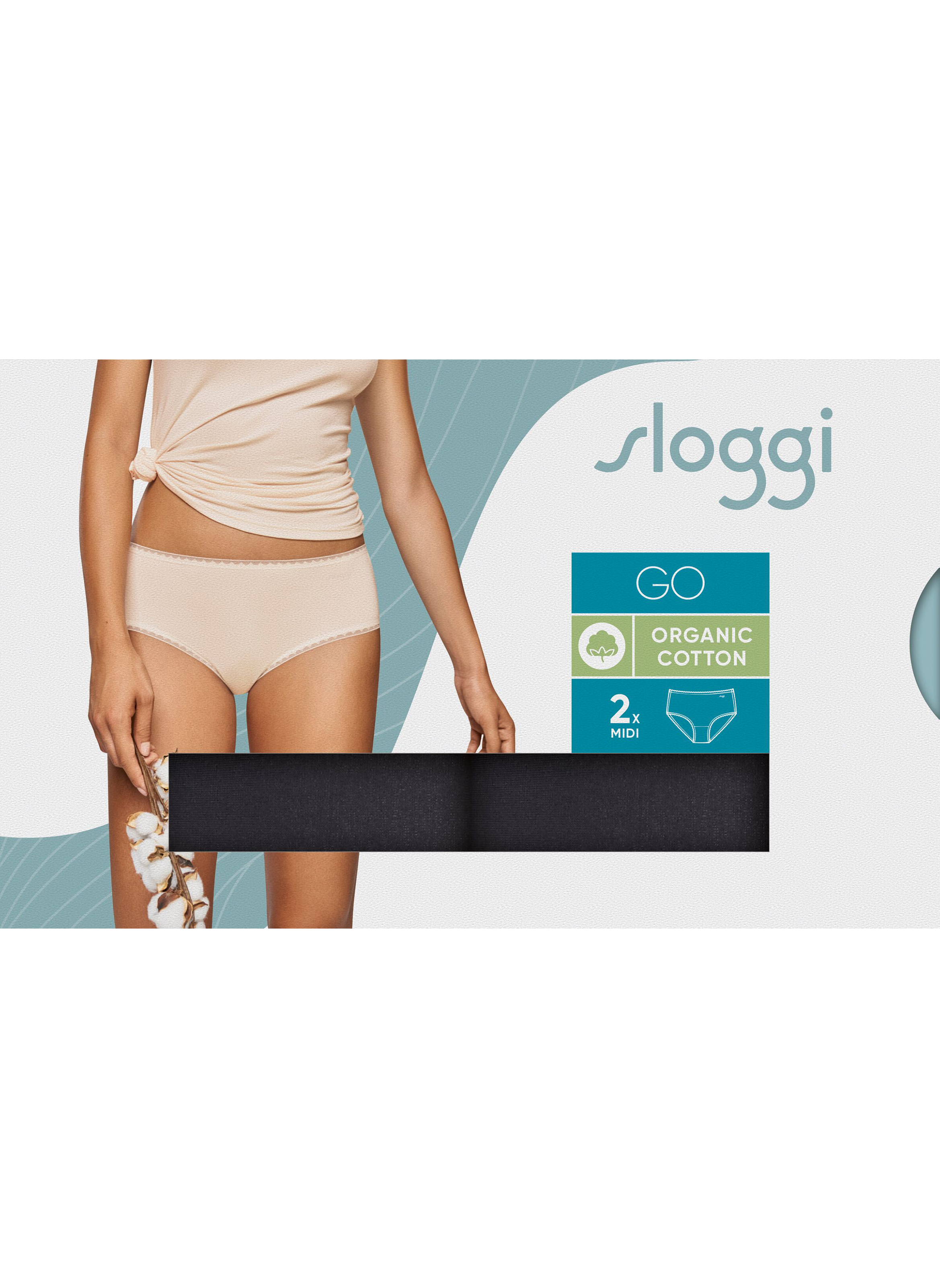 Lot de 2 culottes unies en coton mélangé SLOGGI Noir