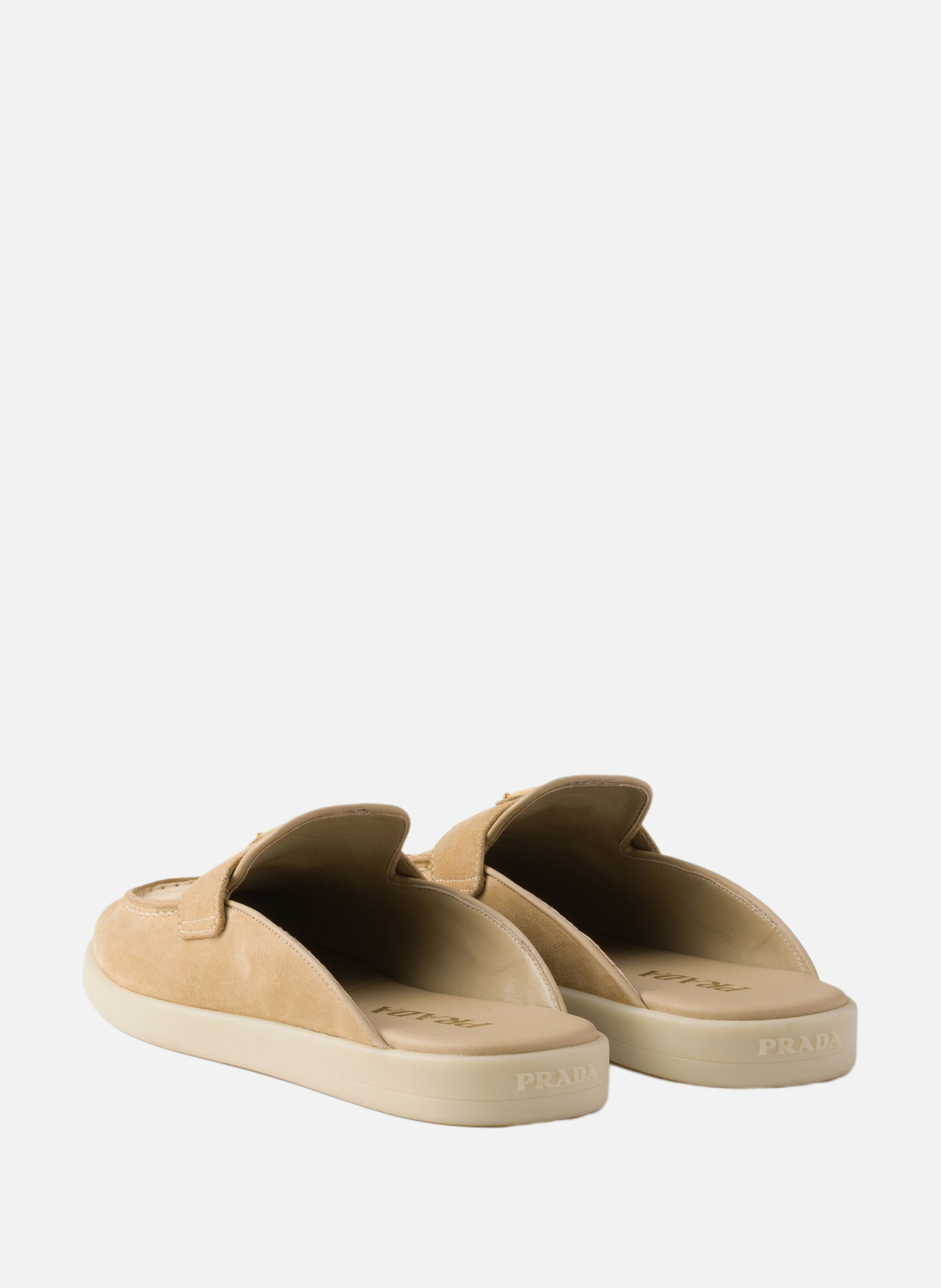 Mules en veau velours PRADA Beige