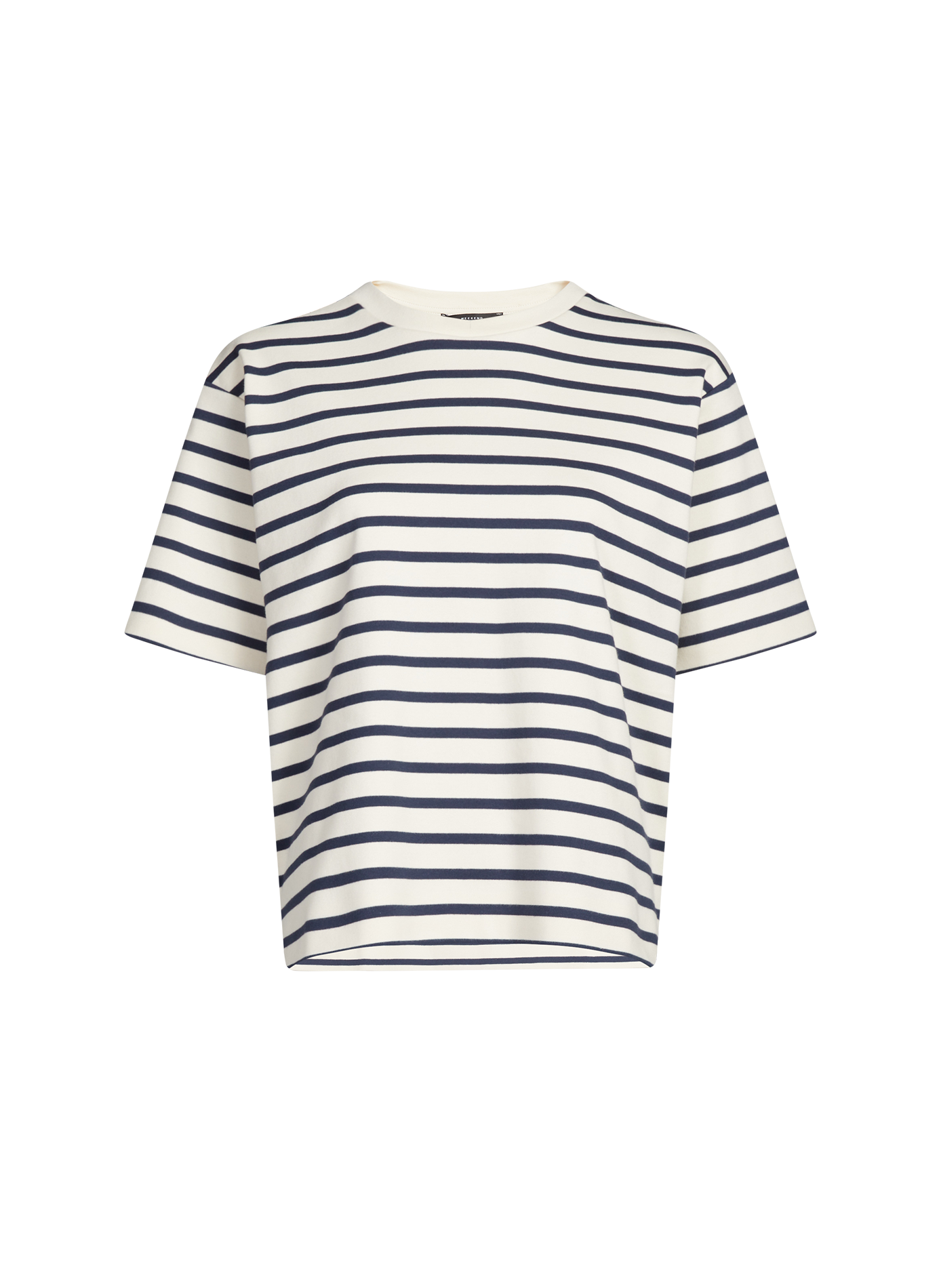 T-shirt col rond à rayures en coton WEEK END Beige