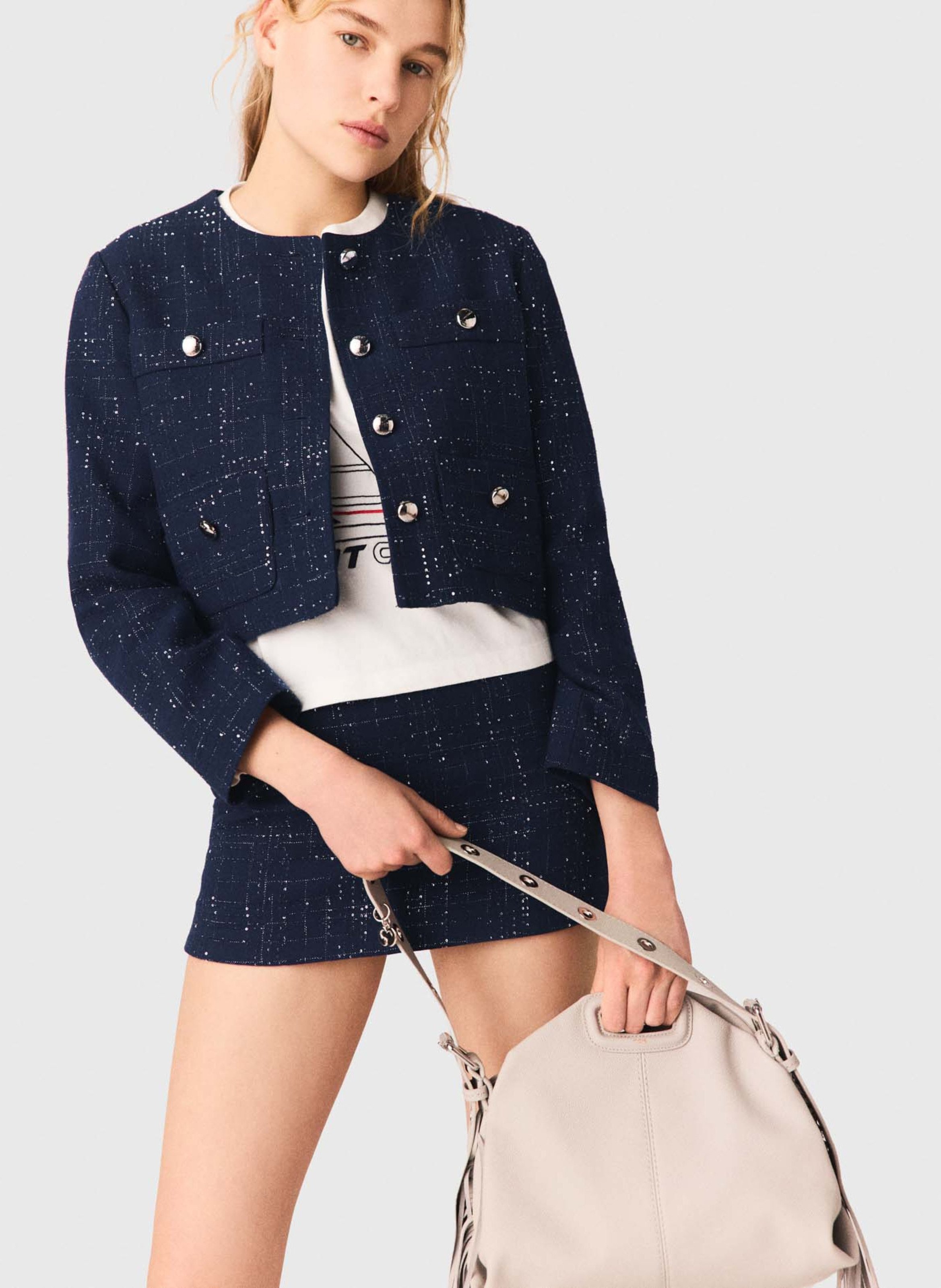 Veste col rond MAJE Bleu