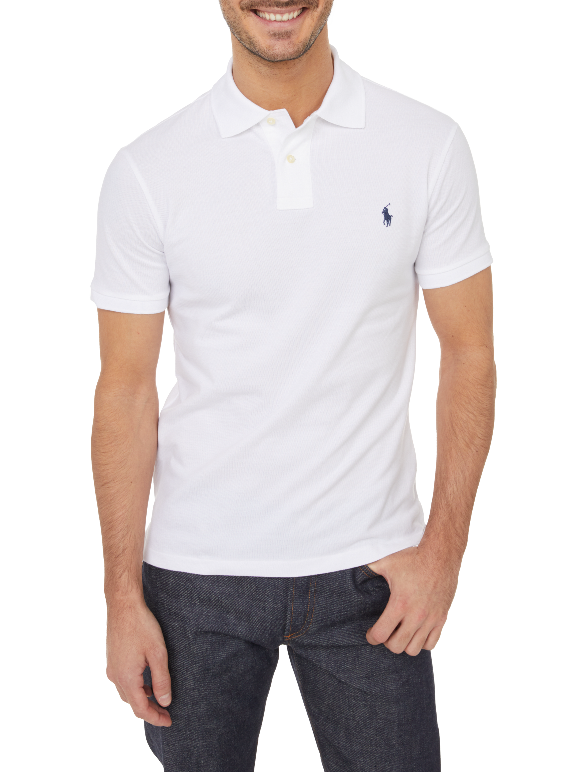 Polo slim en maille piqué de coton POLO RALPH LAUREN Blanc