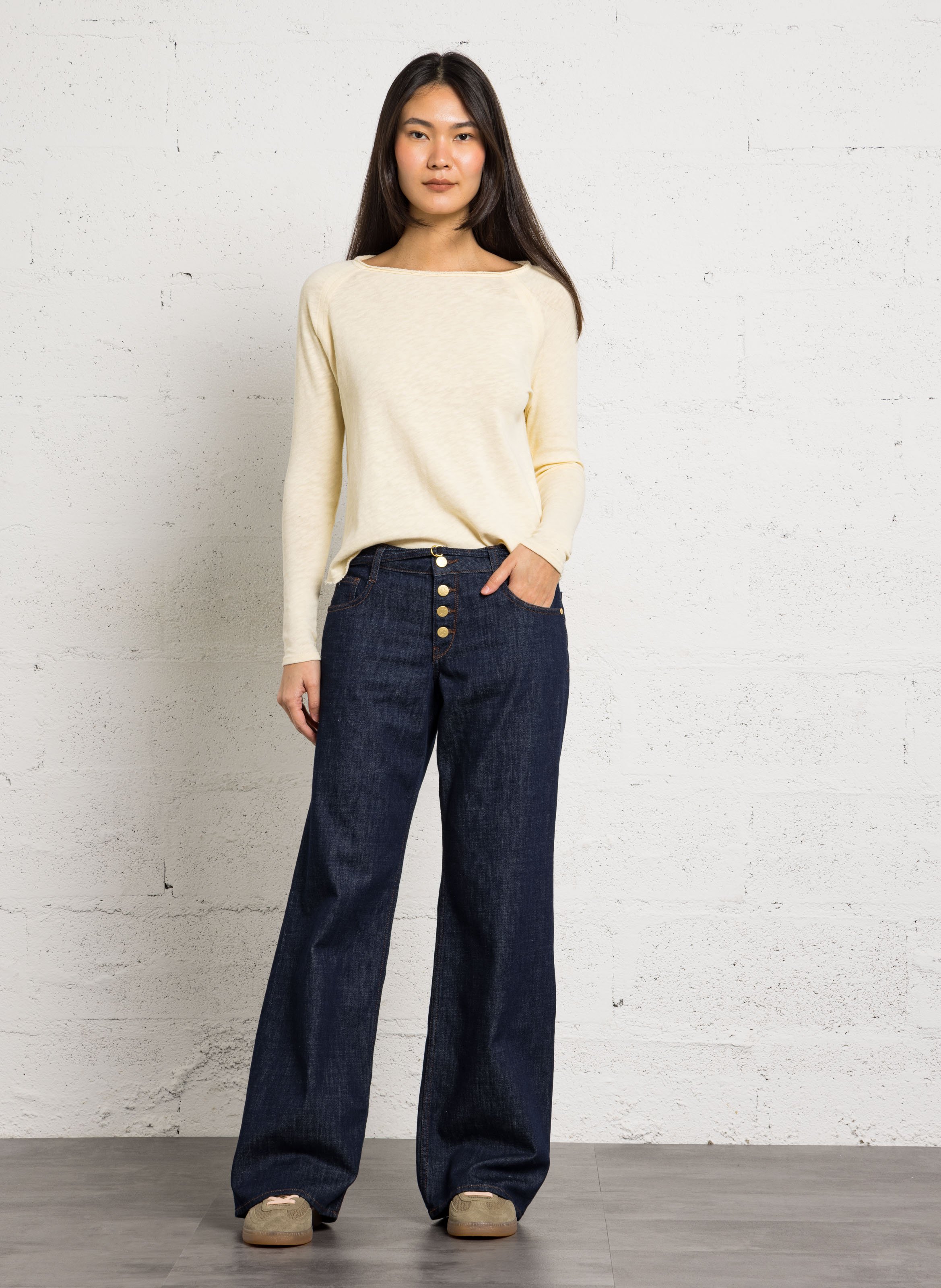 Tee-shirt col rond en coton sonoma AMERICAN VINTAGE Jaune