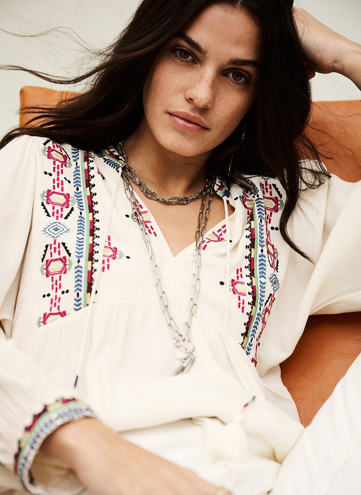 Blouse ample brodée tilt BA&SH Beige