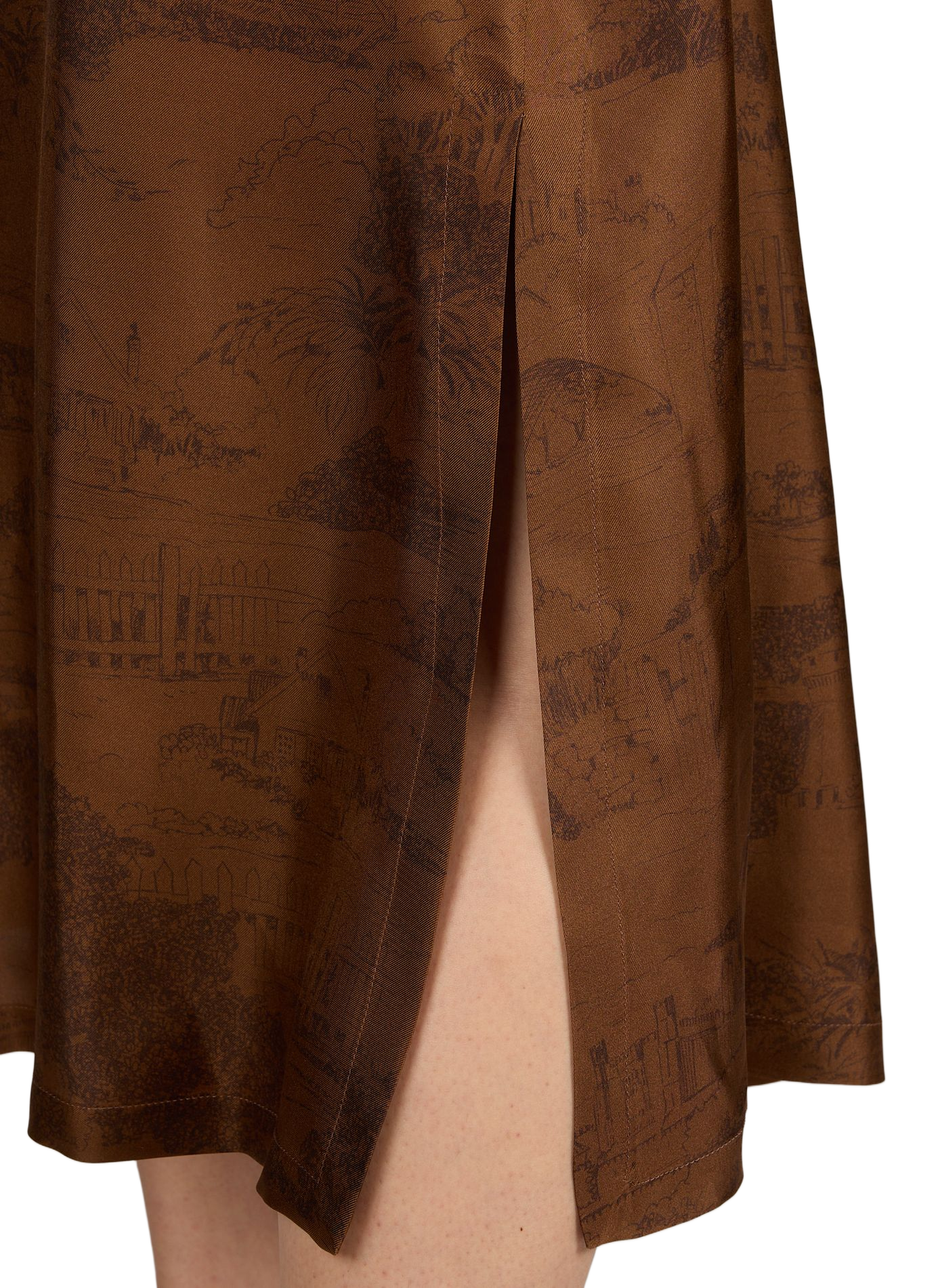 Robe satinée et imprimée en soie MAX MARA STUDIO Marron