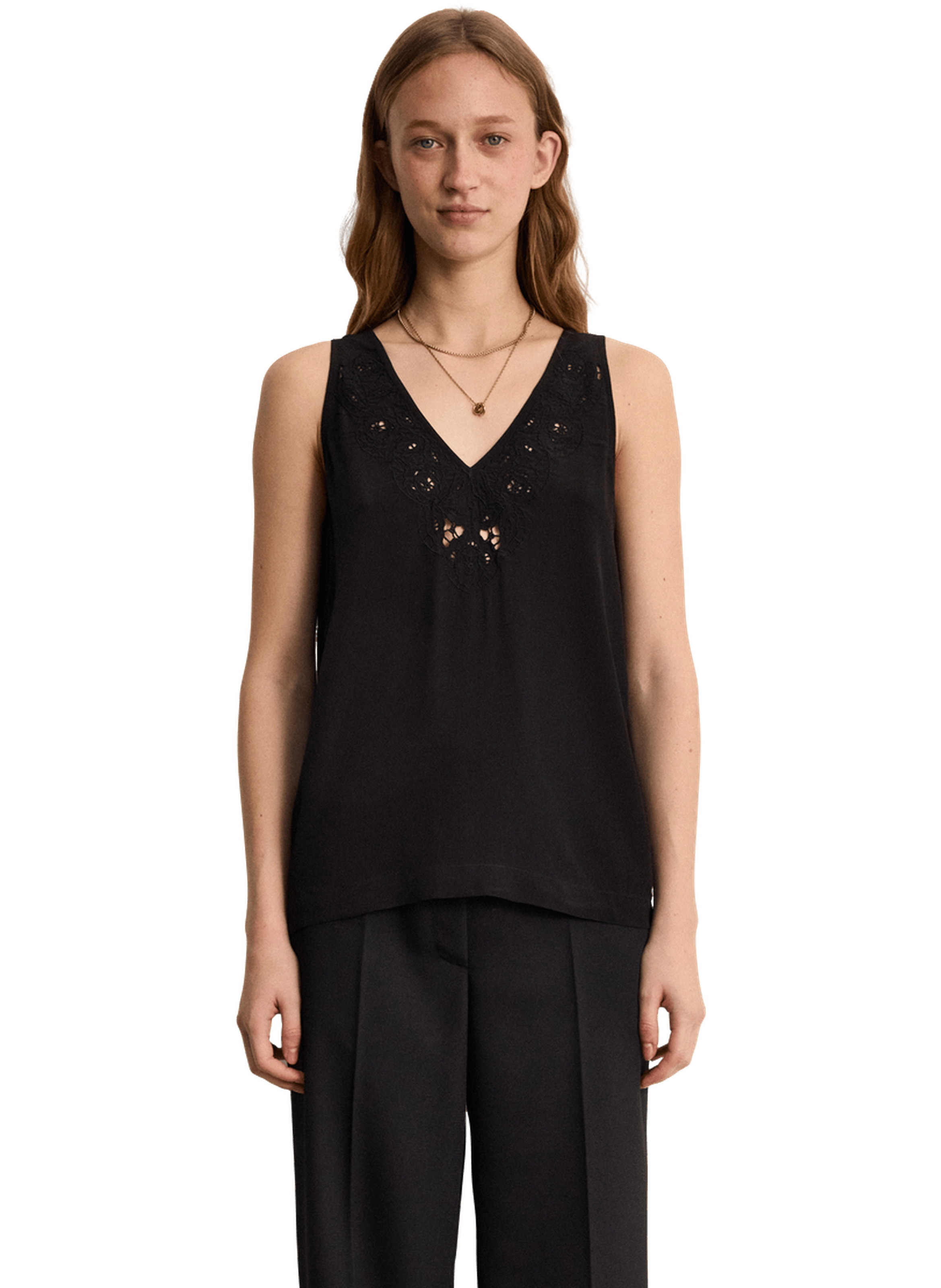 Top fluide à dentelle - christelle PABLO Noir