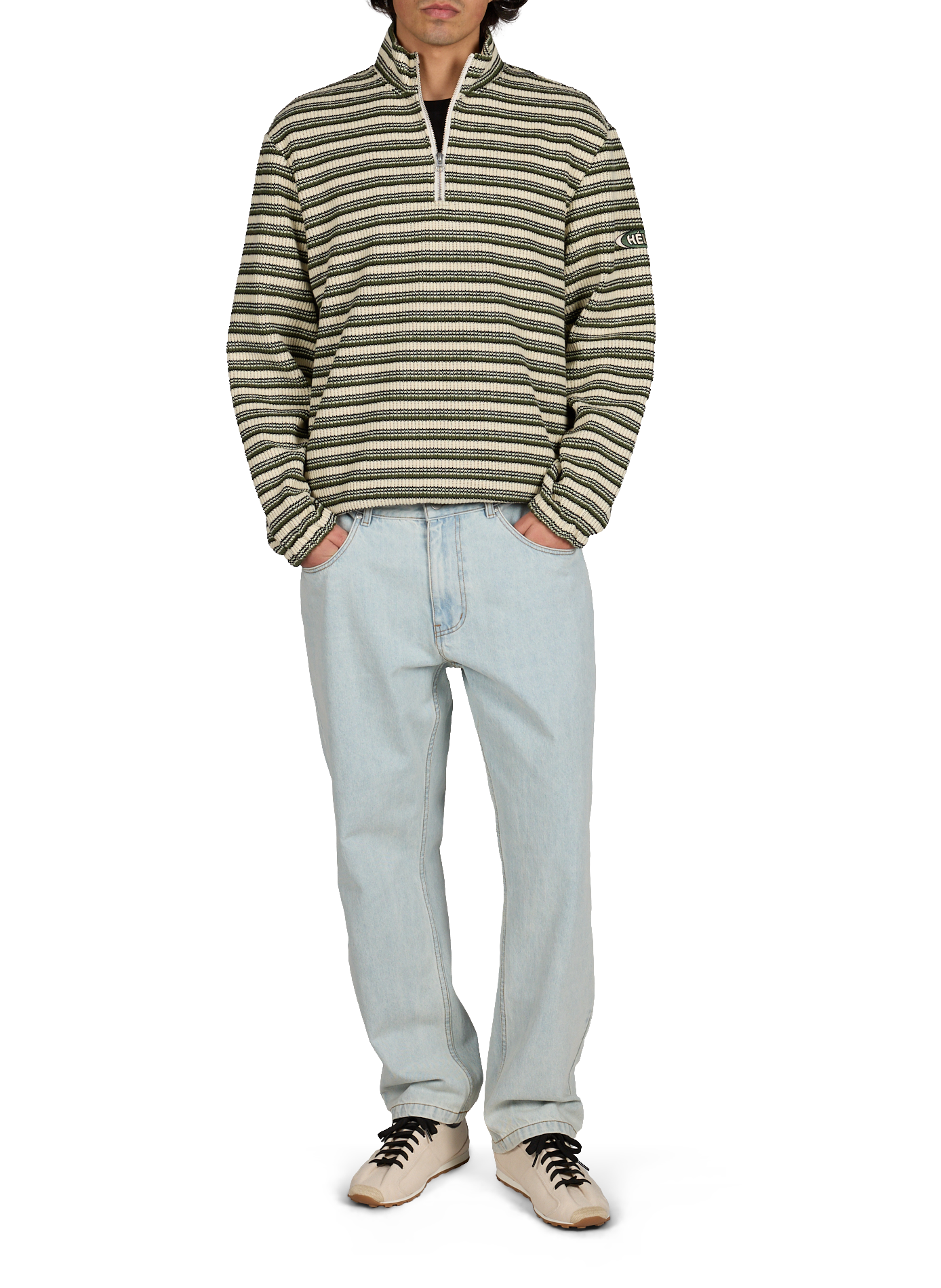 Sweat en maille à rayures HELAS CAPS Beige