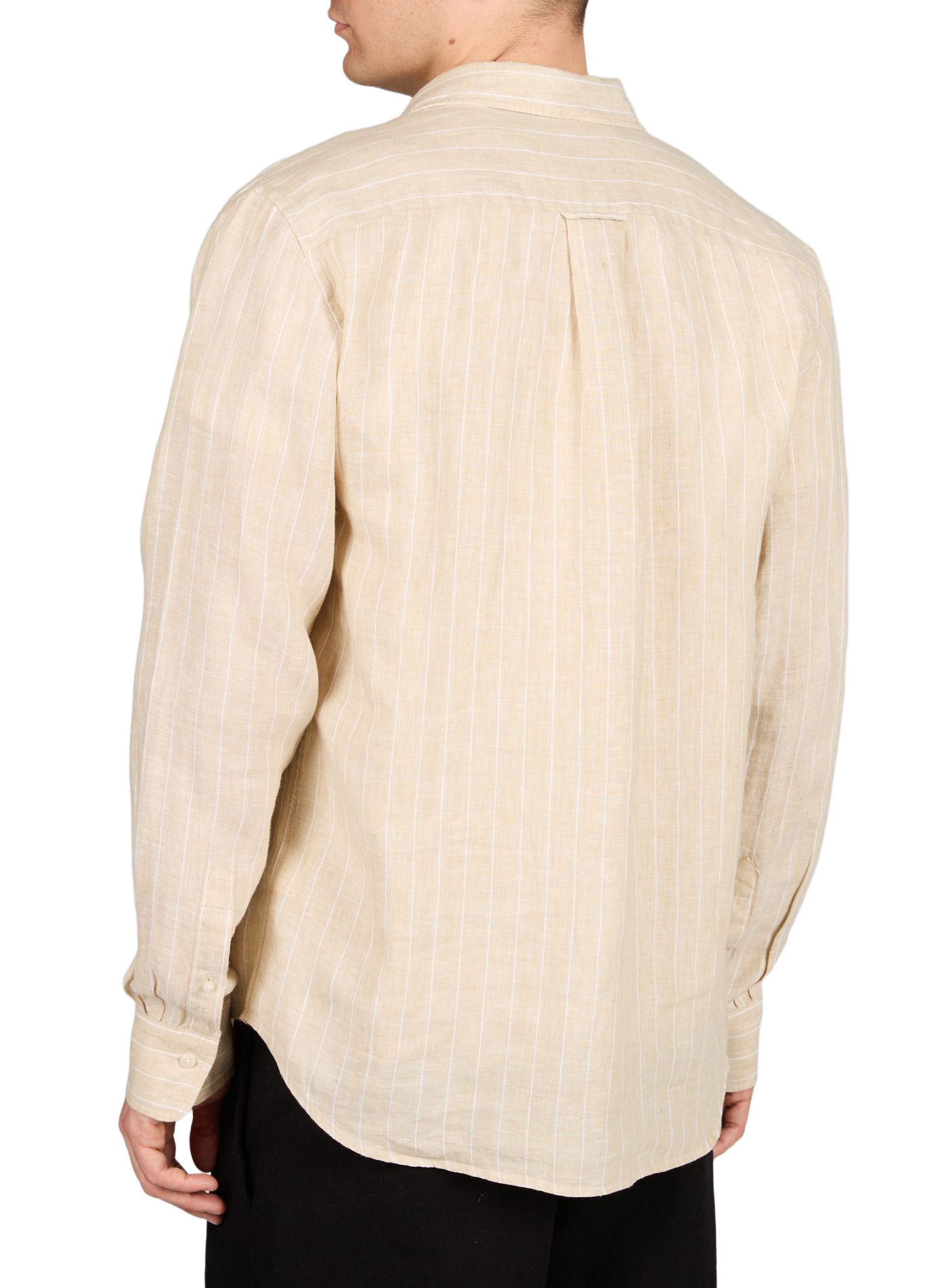 Chemise droite à rayures en lin GANT Beige