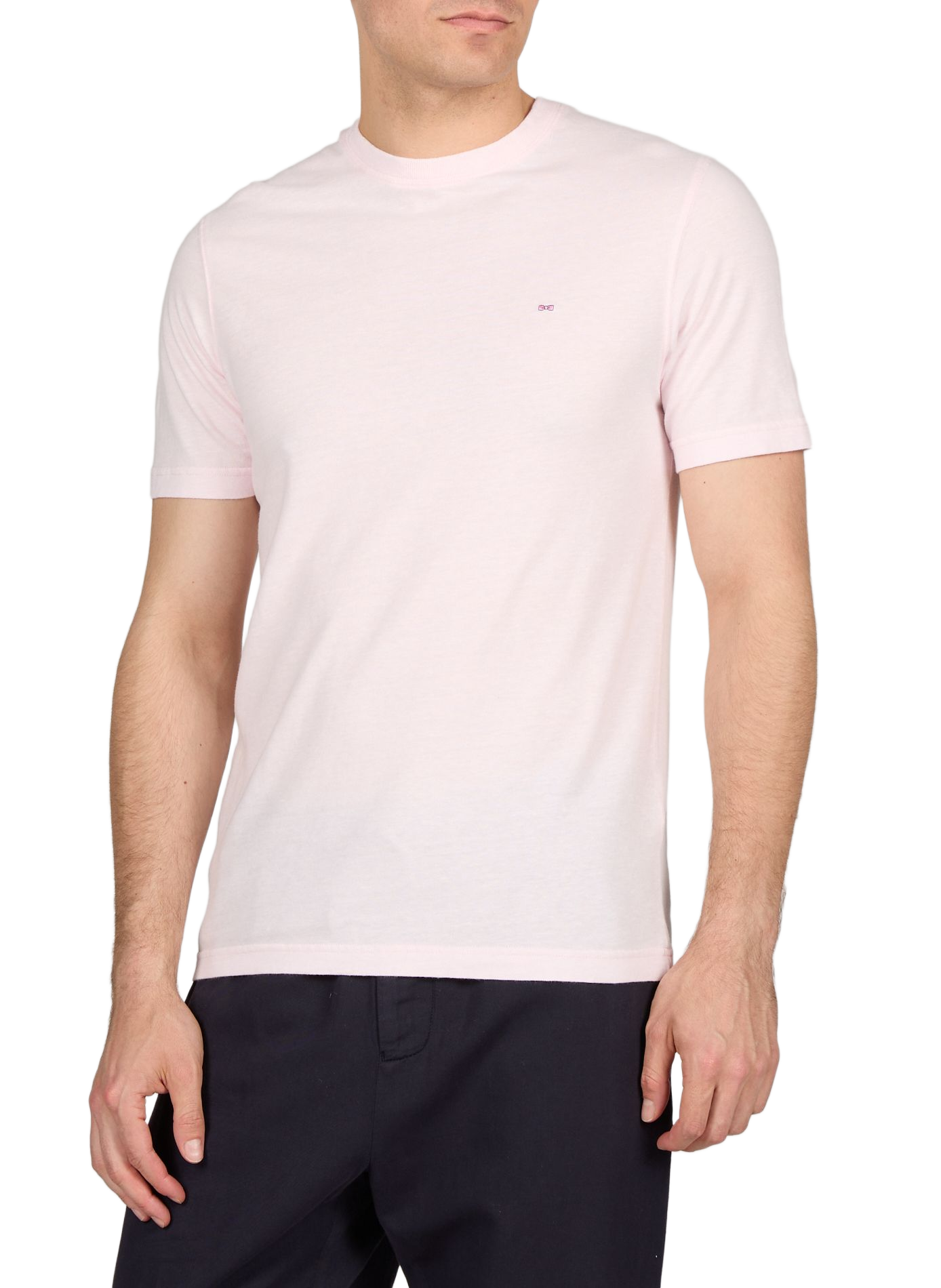 T-shirt à col rond en coton et lin EDEN PARK Rose