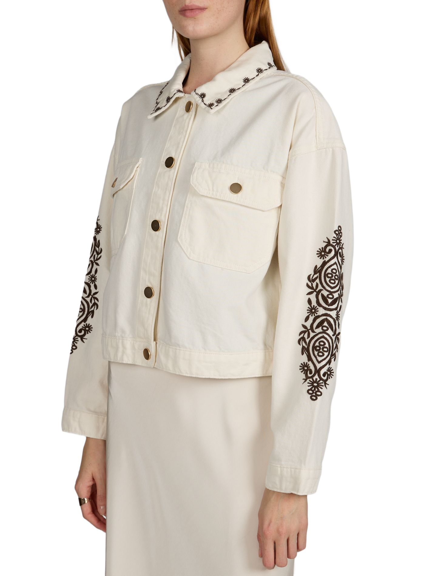 Cotton denim jacket VILA Beige