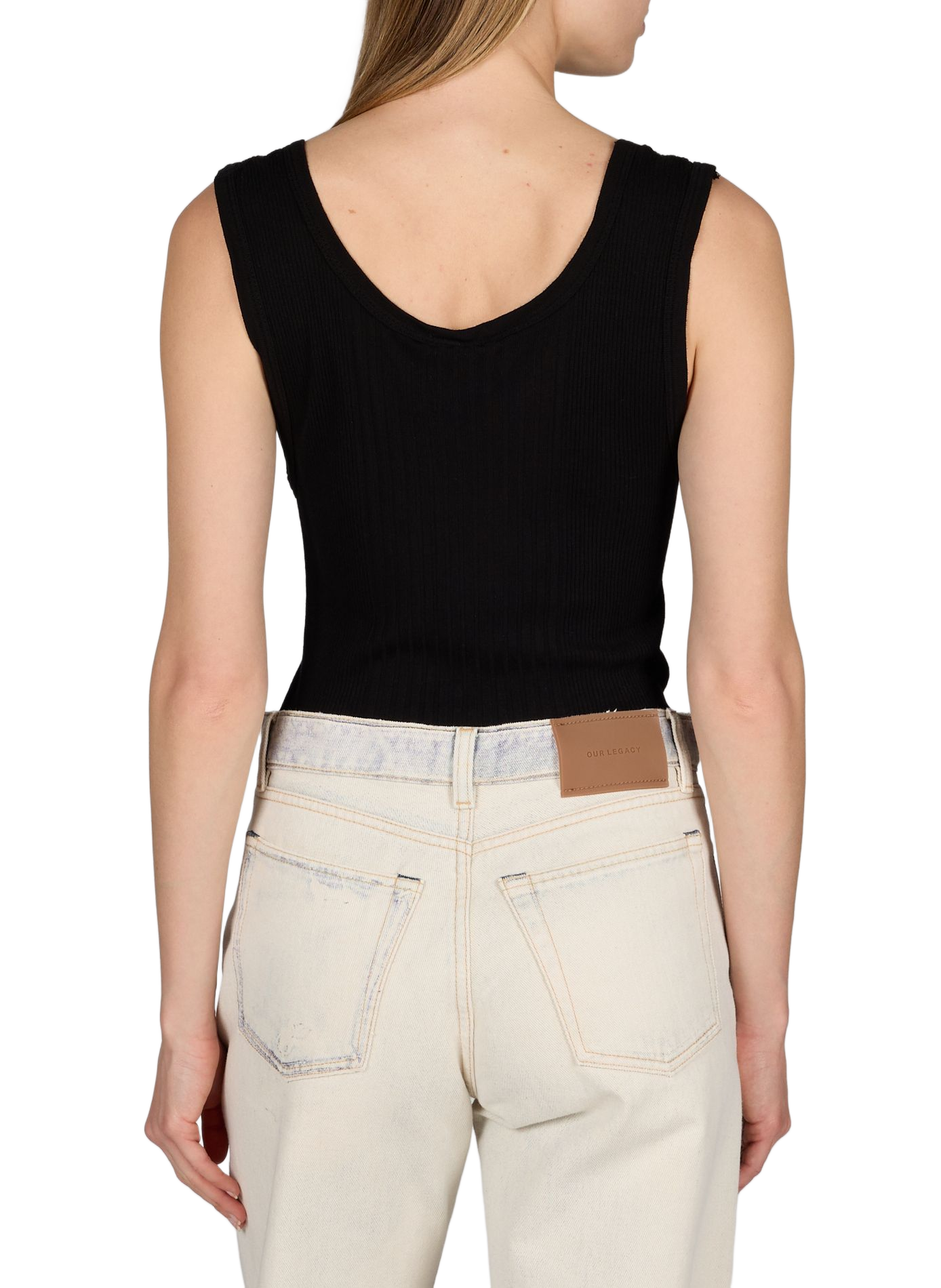 Malawi cotton knit tank top PURE SUGAR Black