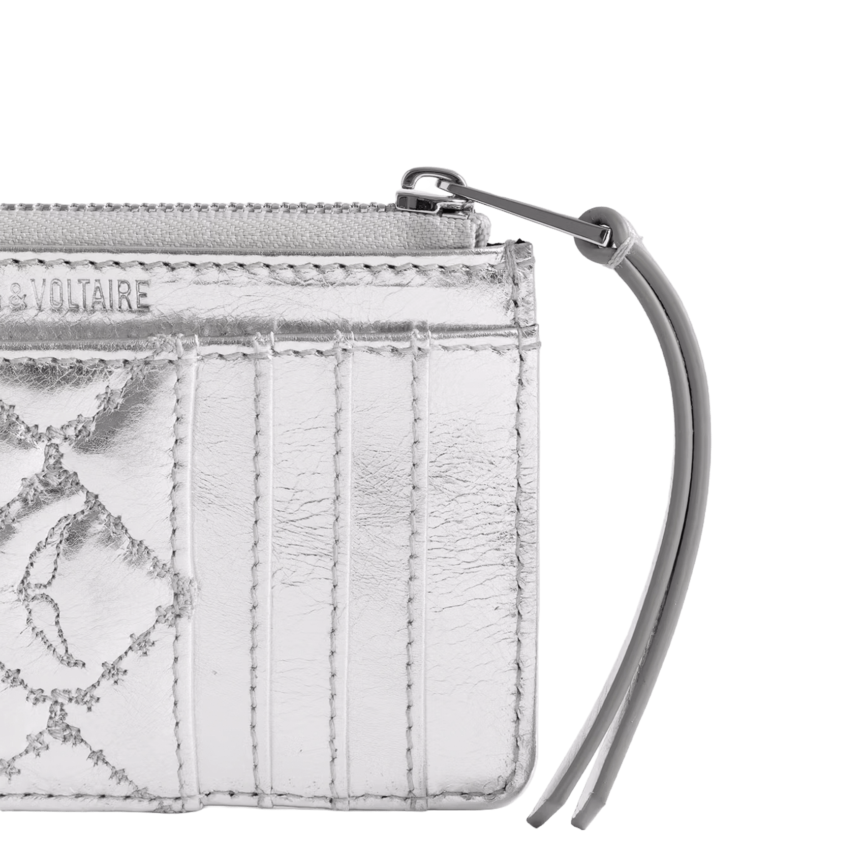 Porte-cartes en cuir métallisé zv card ZADIG&VOLTAIRE Argent