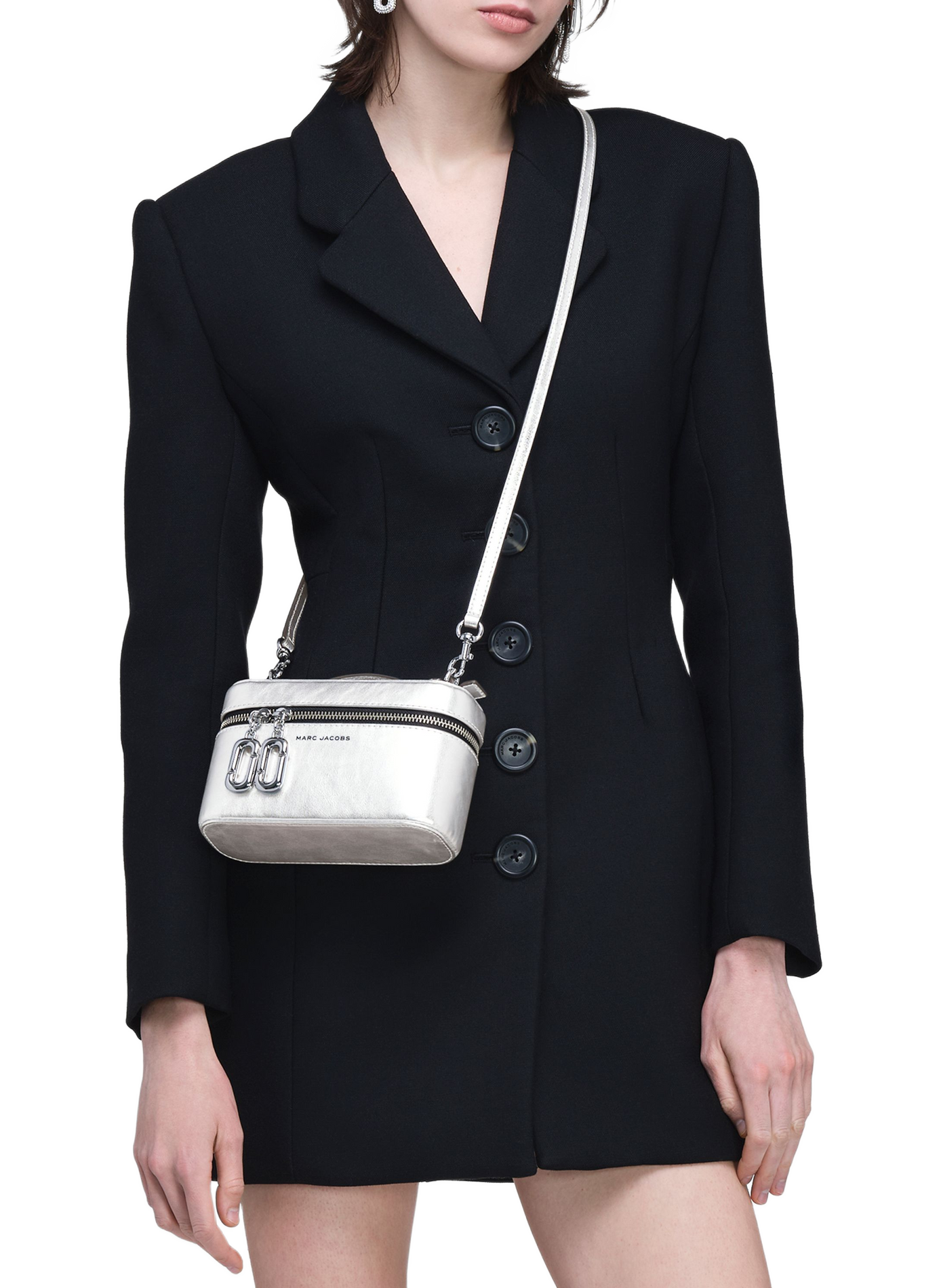 Pochette The Scene Vanity en cuir métallisé MARC JACOBS Argent