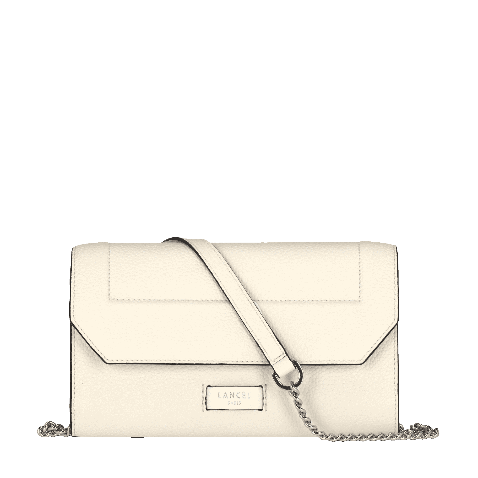 Portefeuille chaine ninon de lancel en cuirs de vachette graine & lisse LANCEL Blanc
