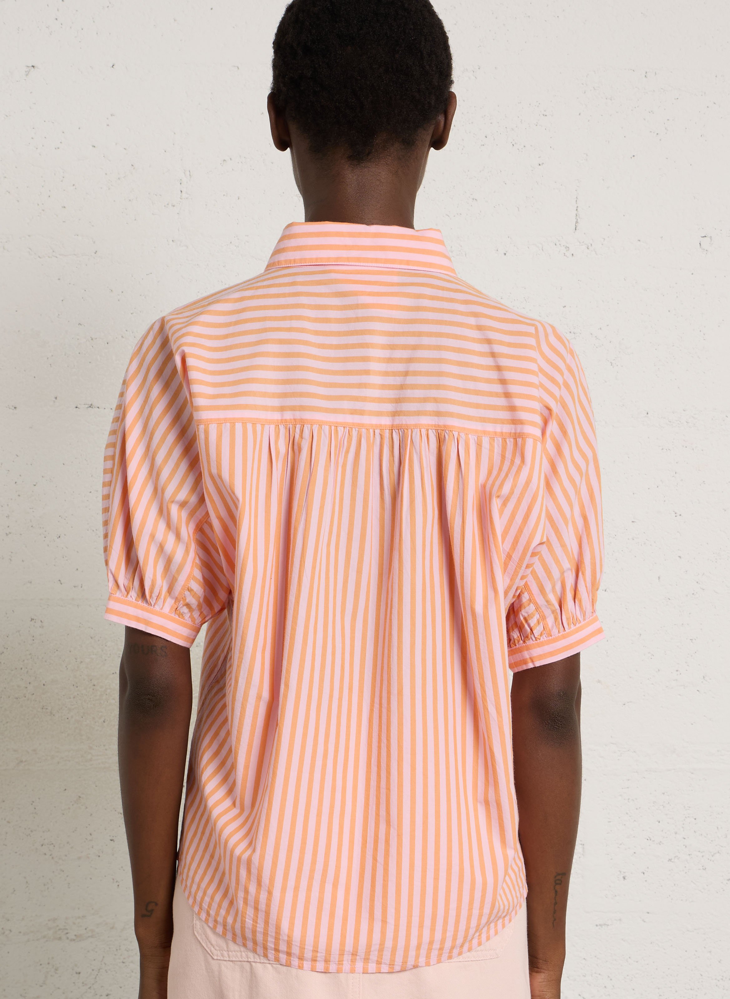 Chemise oversize col classique en coton rayé domenico MAISON 123 Orange