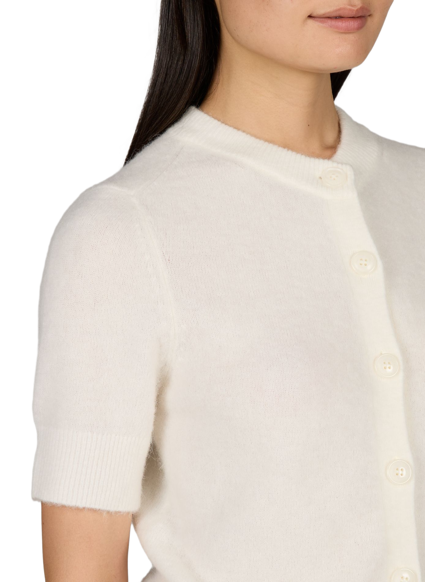 Round neck wool blend cardigan SAMSOE SAMSOE Beige