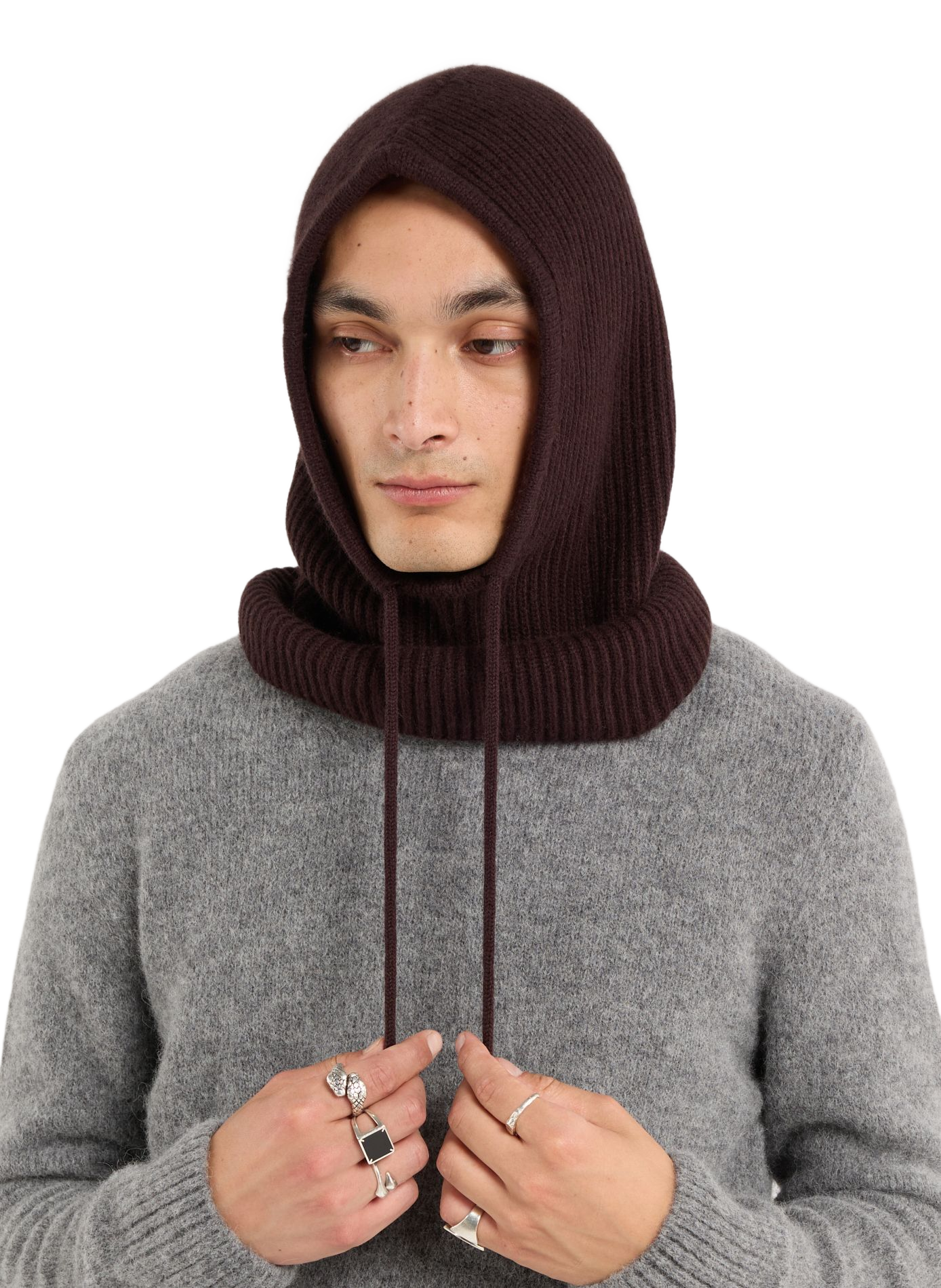 Cagoule côtelée en laine mélangée | Marron SAISON 1865 Homme