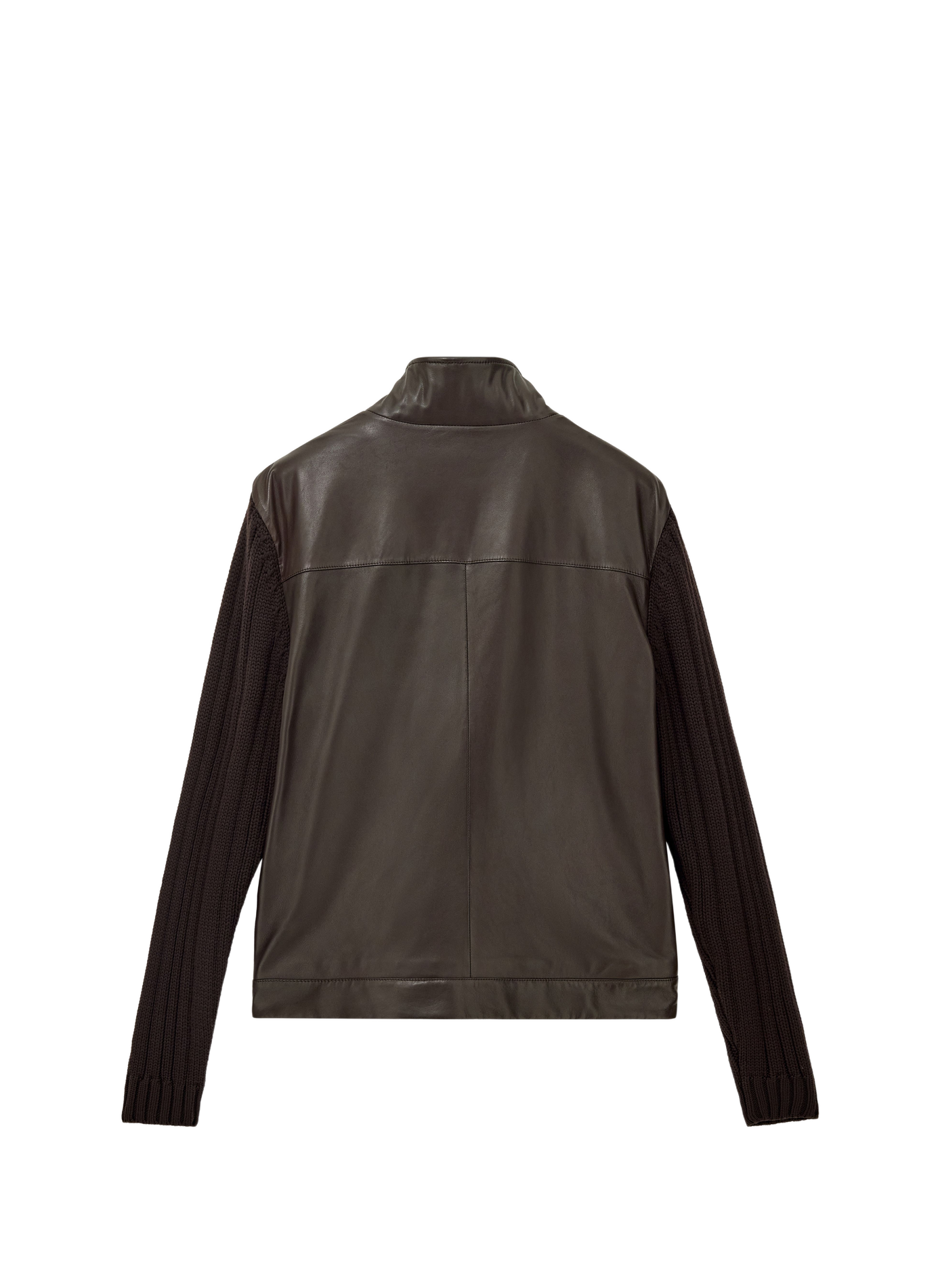 Sheepskin leather high-neck jacket EMPORIO ARMANI Brown