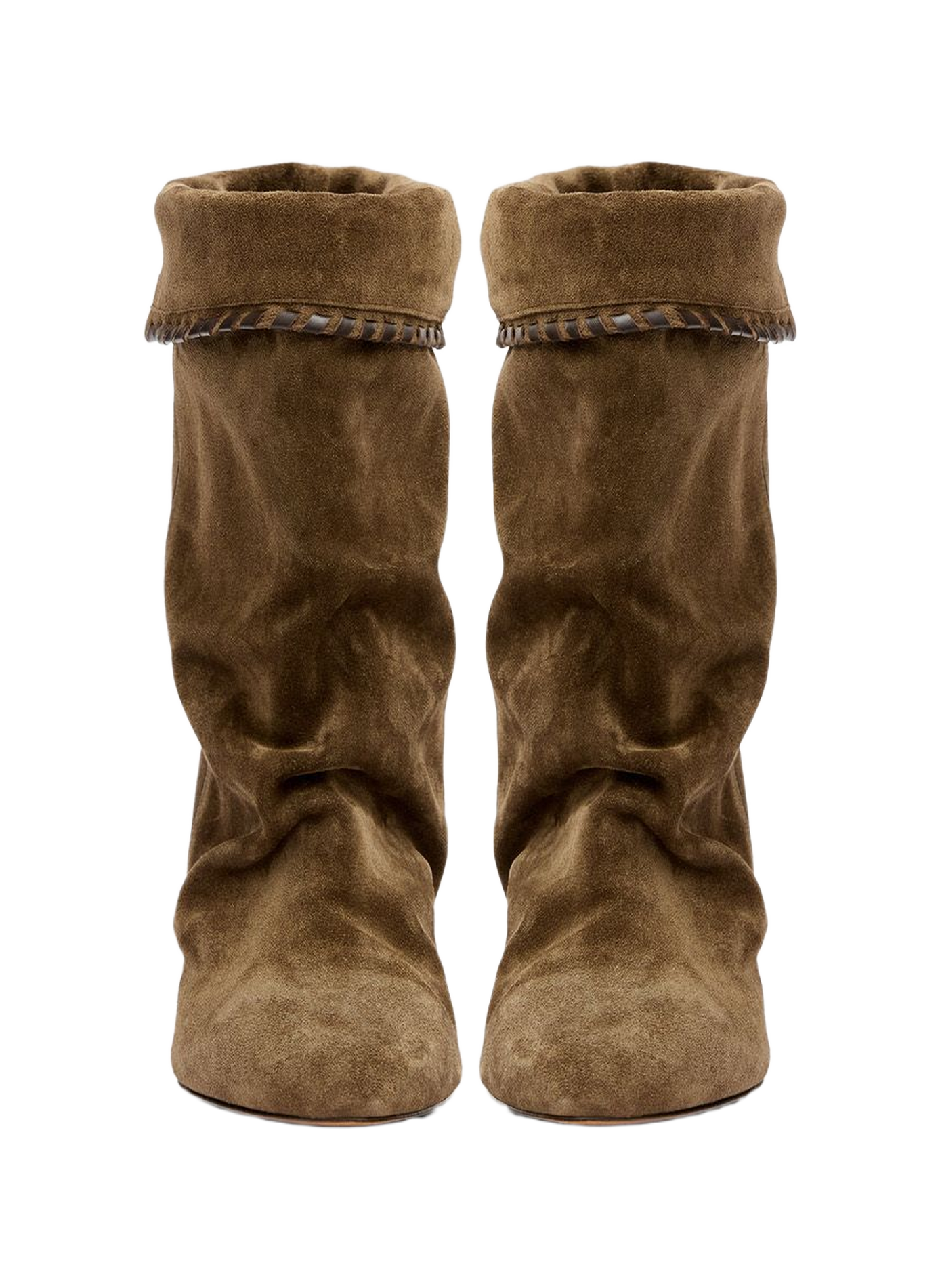 Gekräuselte Dalby Stiefel aus Veloursleder vom Kalb ISABEL MARANT Braun