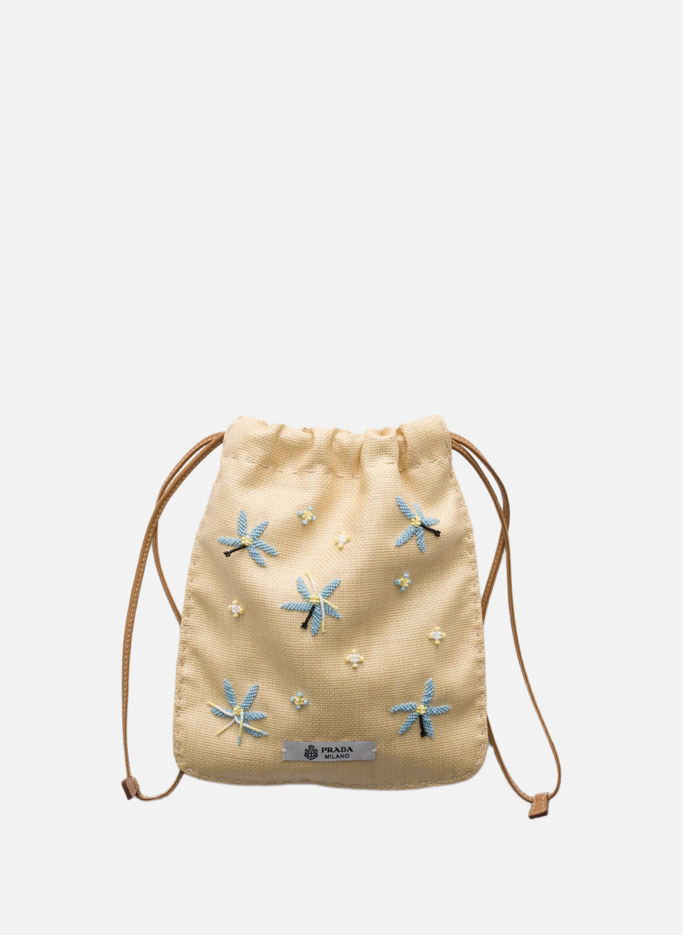 Étui pour smartphone en toile brodée PRADA Beige