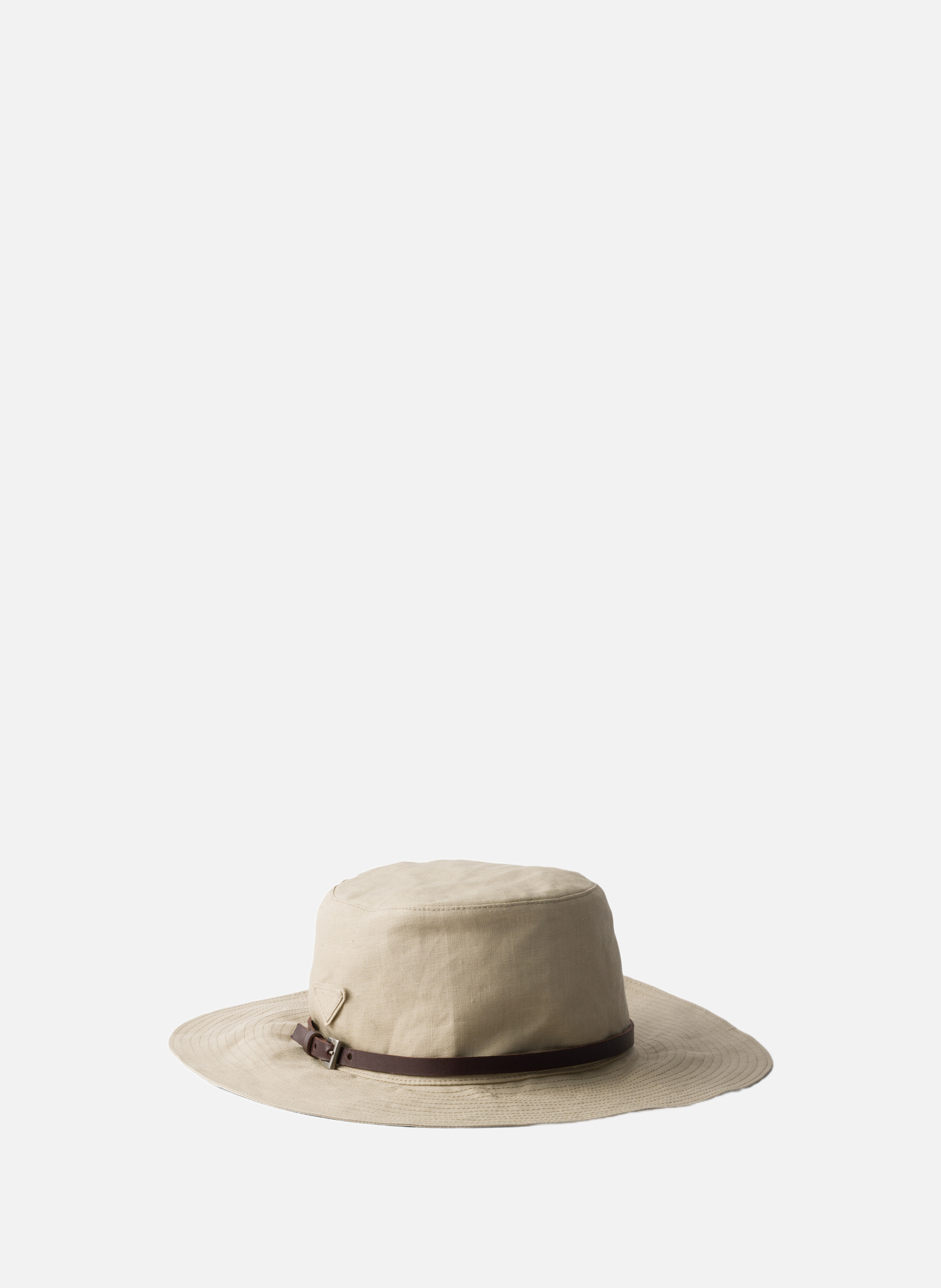 Chapeau en lin à large bord PRADA Beige
