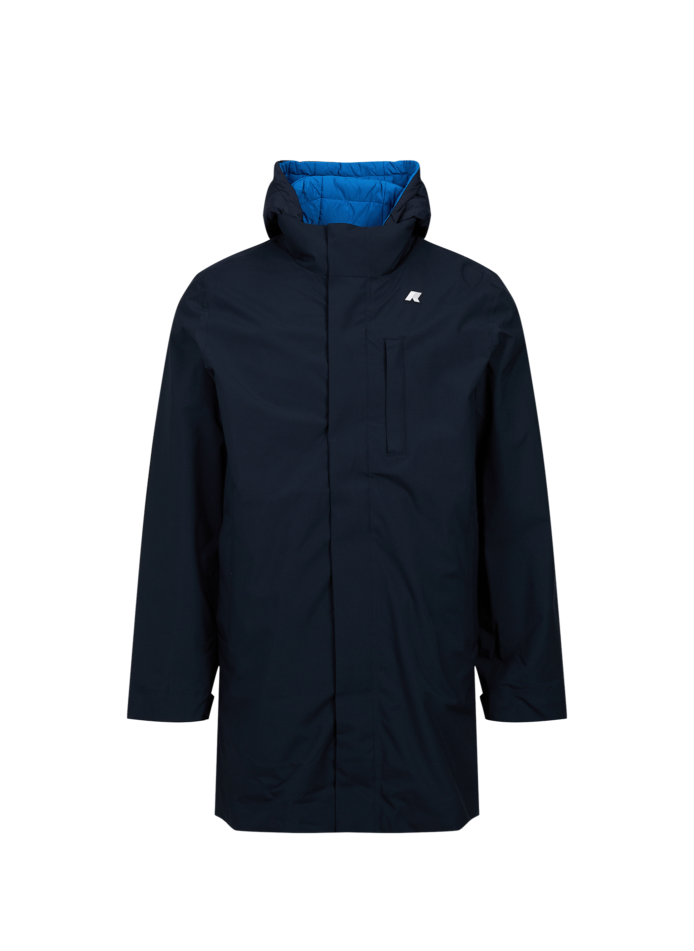 Straight parka with logo hood K-WAY Blue