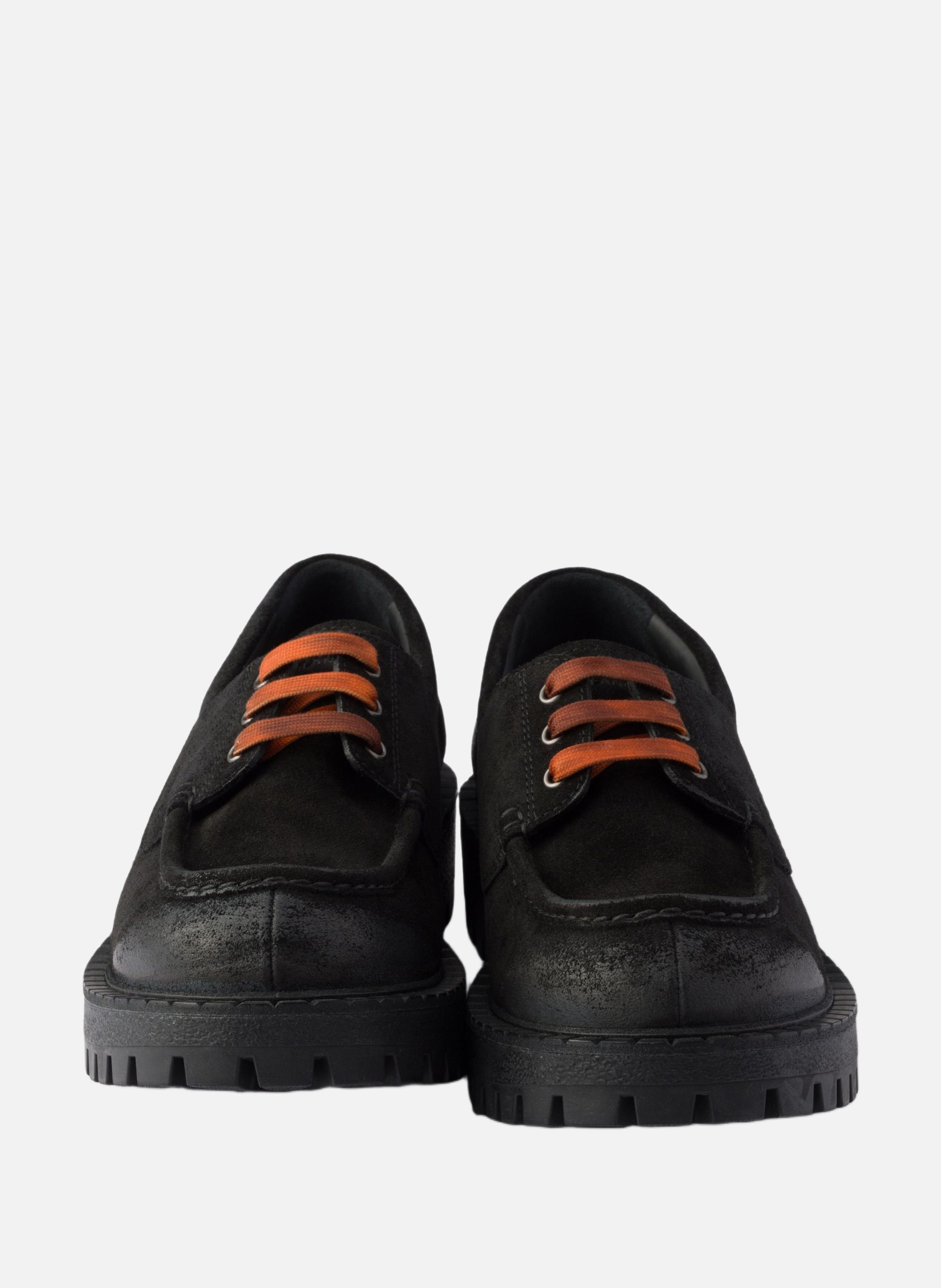 Chaussures à lacets en veau velours ciré PRADA Noir