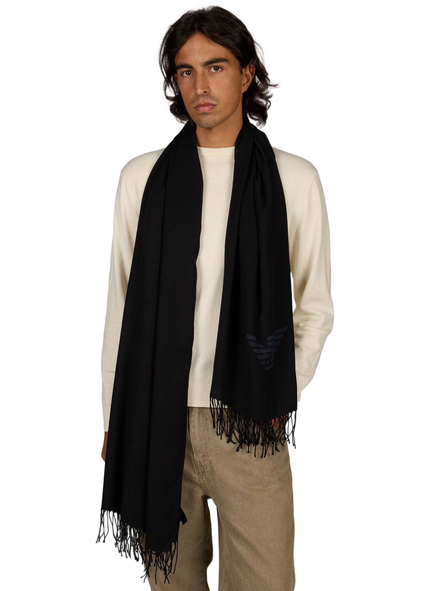 Fringed scarf EMPORIO ARMANI Black