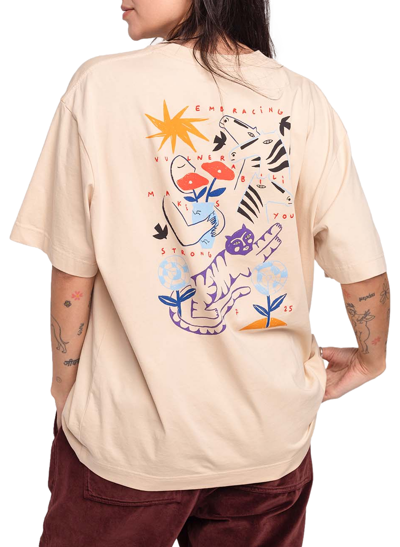 Straight cotton t-shirt OLOW Beige