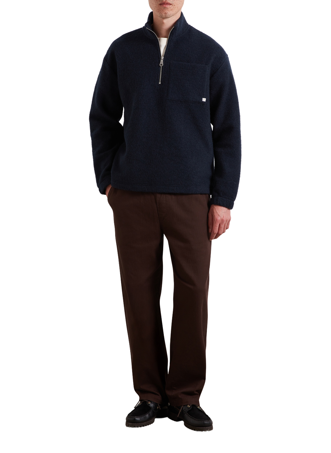 Pull droit côtelé en laine mélangée FARAH Bleu