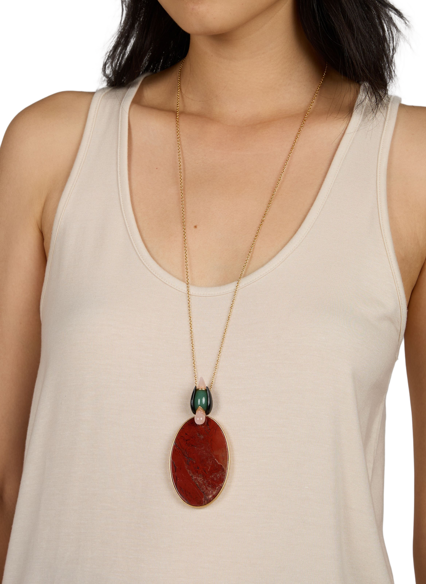 Collier pendentif Plume en laiton ZIMMERMANN Rouge