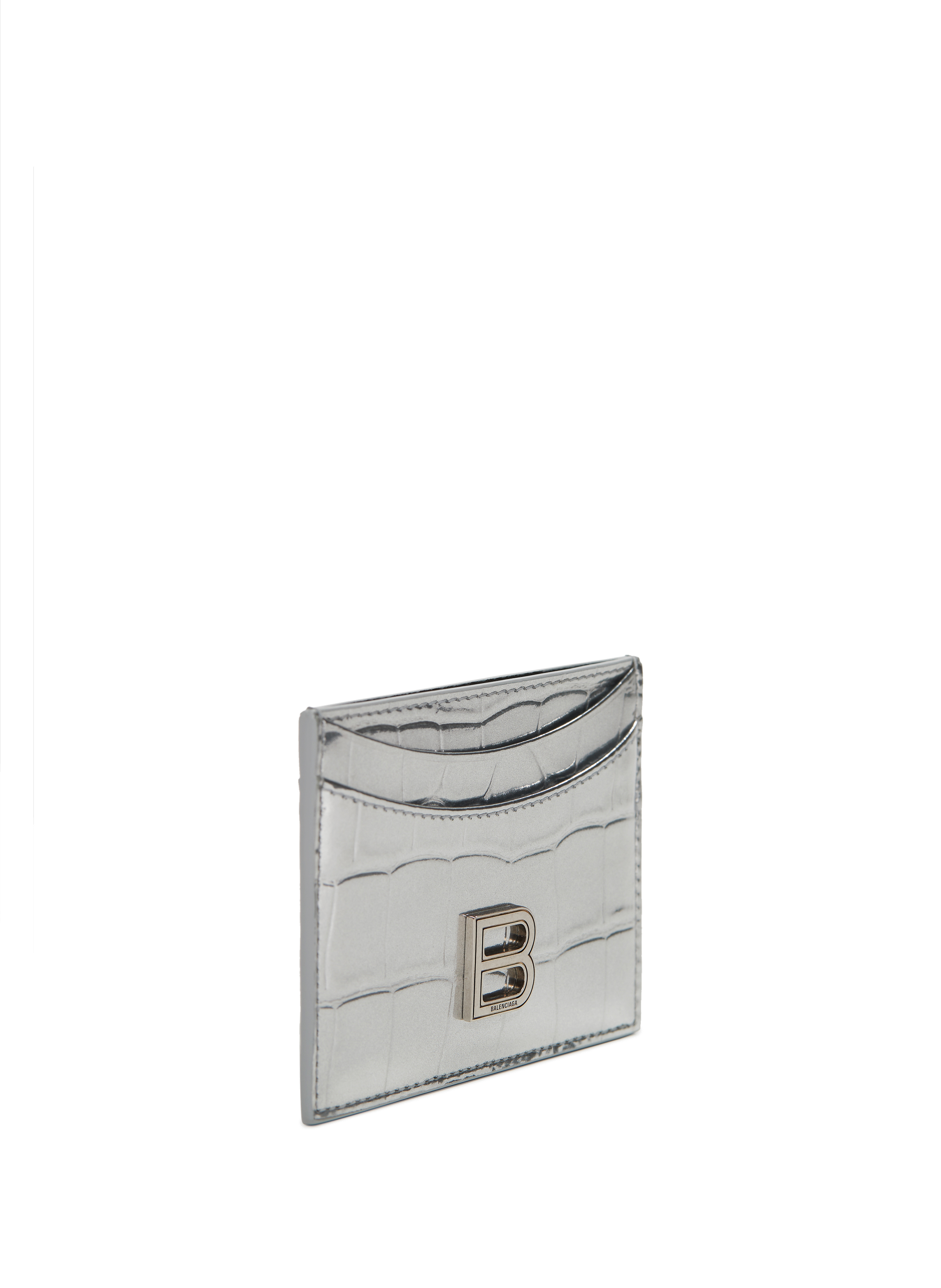 Porte-cartes Hourglass en cuir embossé métallisé