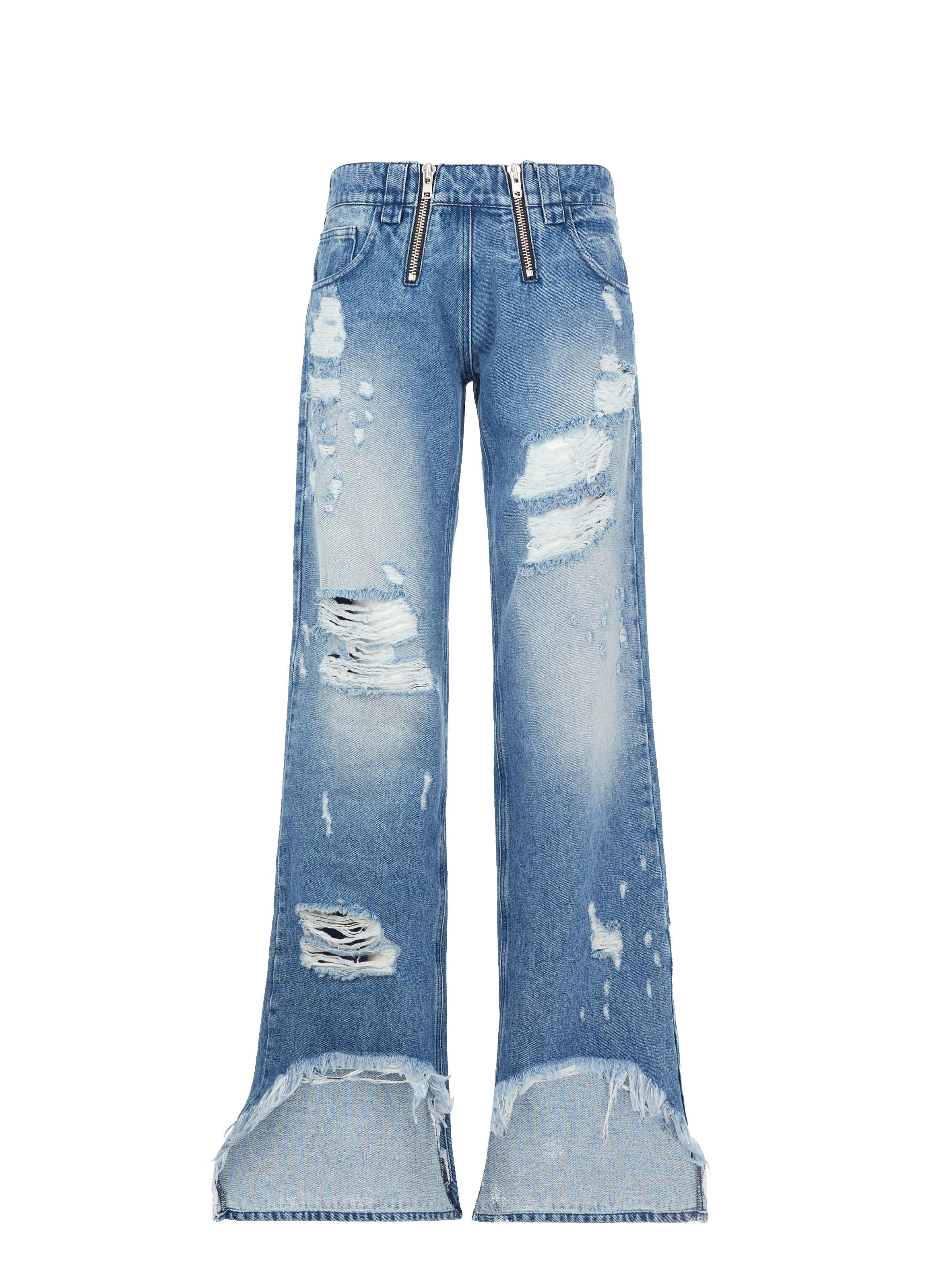 Jean Kandi à zips apparents en coton denim