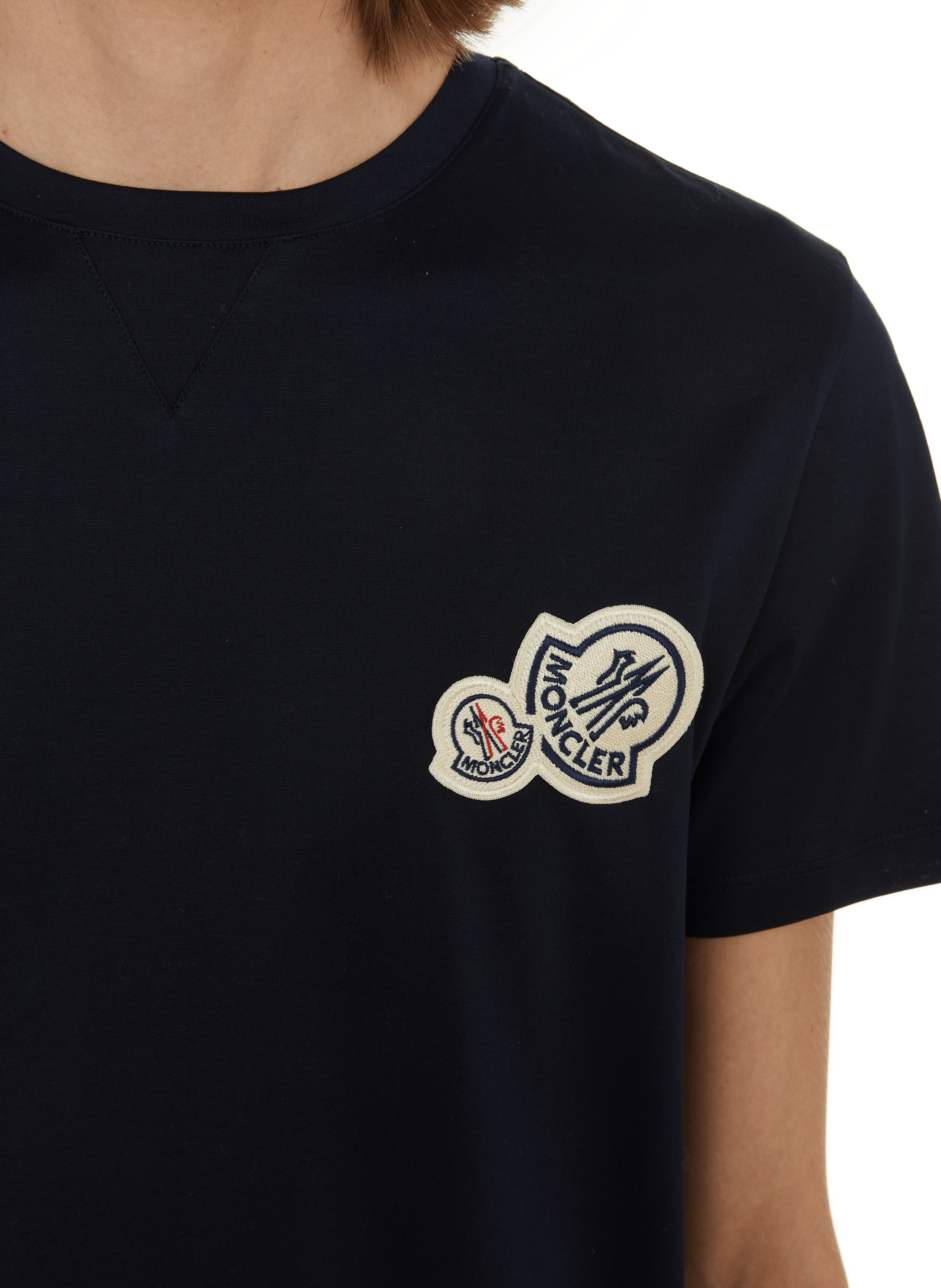 Plain cotton T-shirt MONCLER Blue