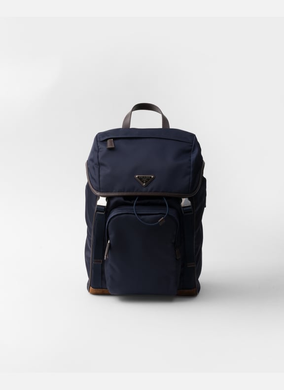 Sac à dos en re-nylon et cuir Bleu by PRADA PRADA Sac à dos en re-nylon et cuir Bleu