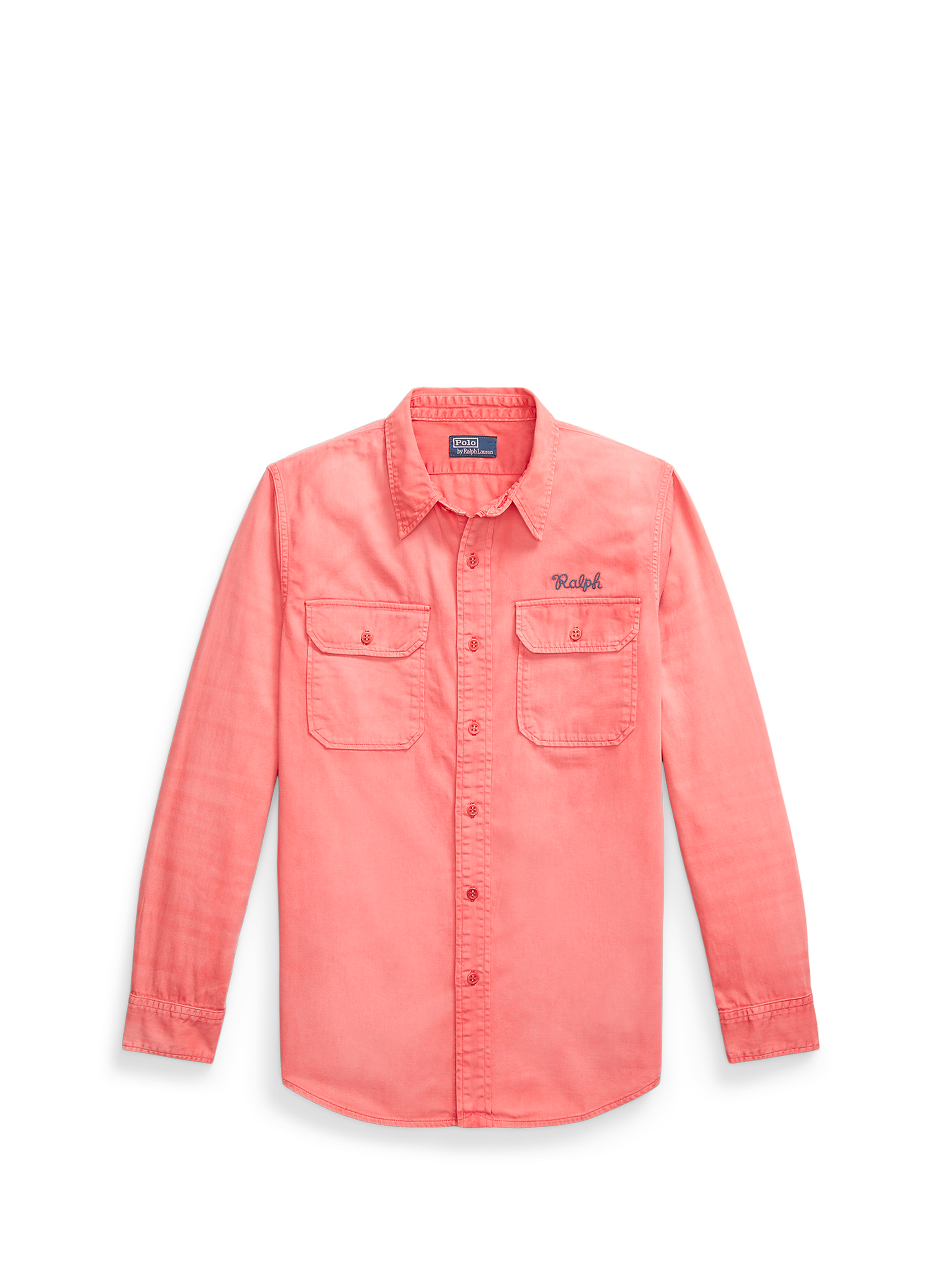 Chemise droite brodée en coton POLO RALPH LAUREN Rouge