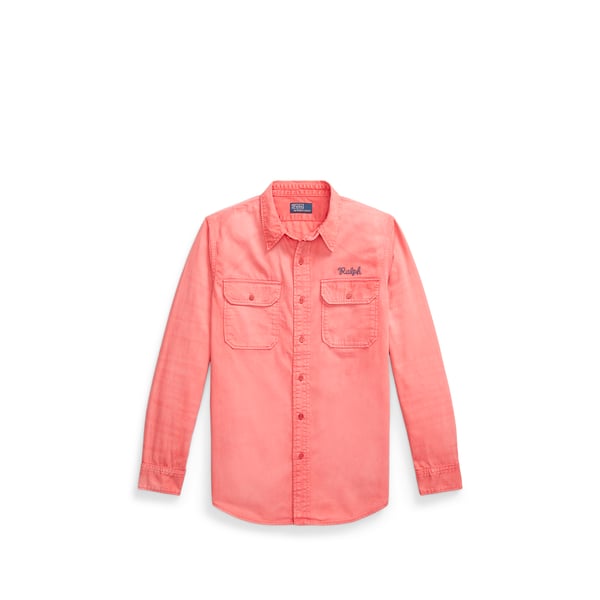 Polo Chemise droite brodée en coton