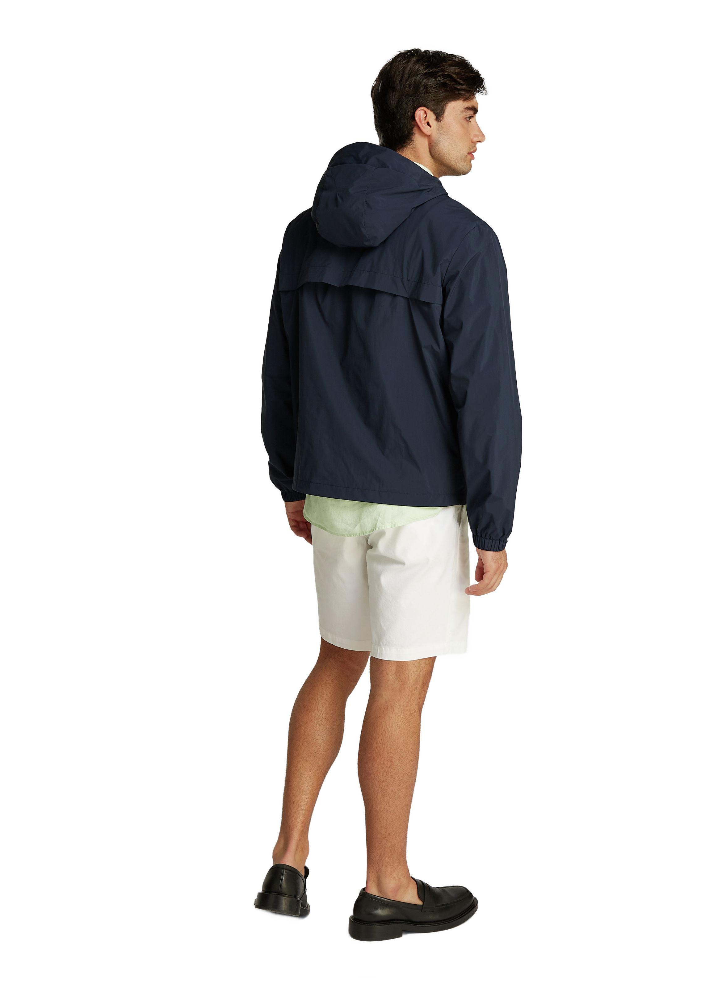 Hooded jacket with logo patch Blue