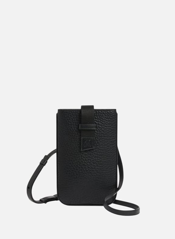 Etui téléphone noah en cuir grain buffle et cuir lisse Noir by LE TANNEUR LE TANNEUR Etui téléphone noah en cuir grain buffle et cuir lisse Noir