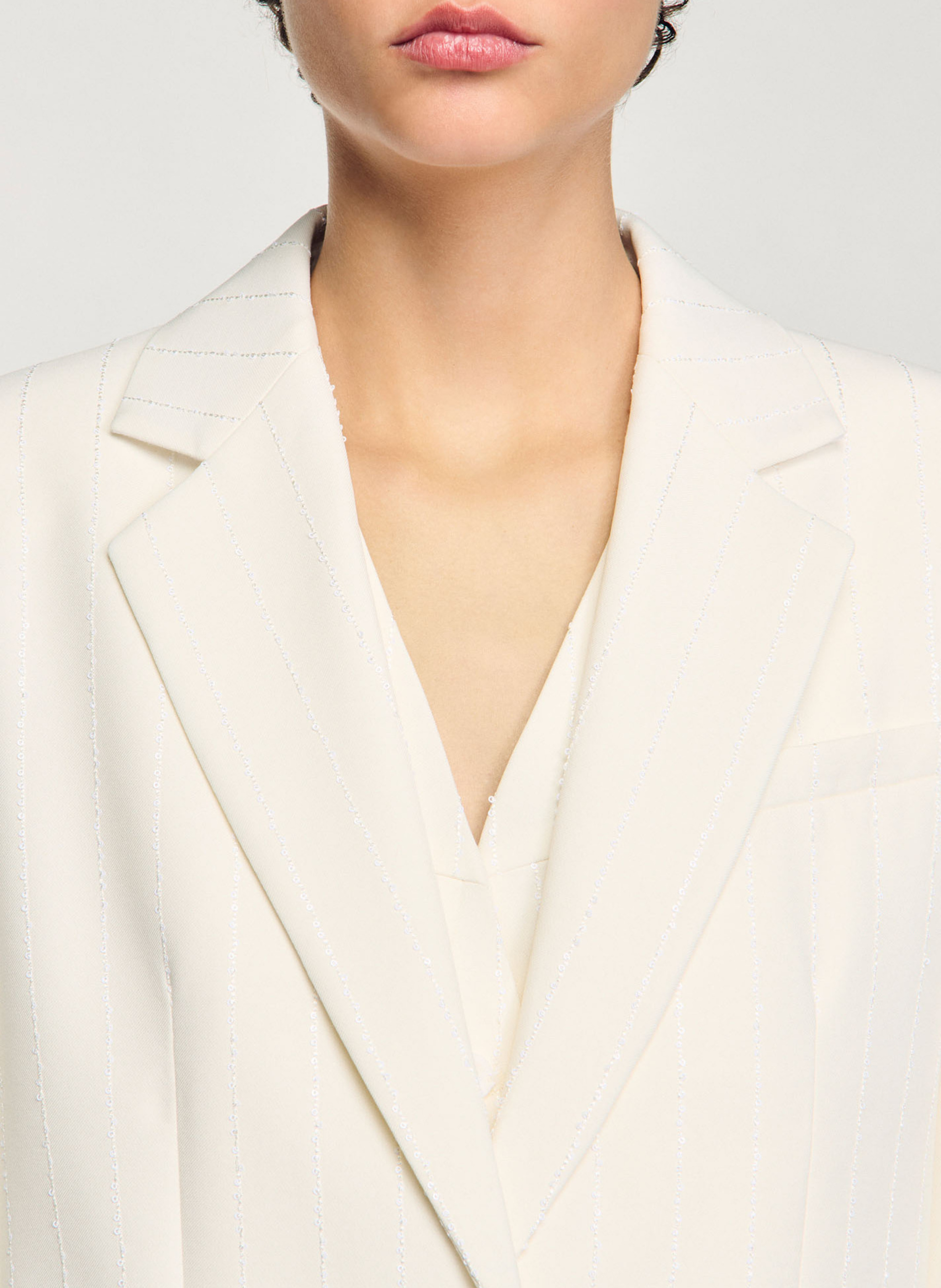 Veste tailleur rayée à sequins SANDRO 