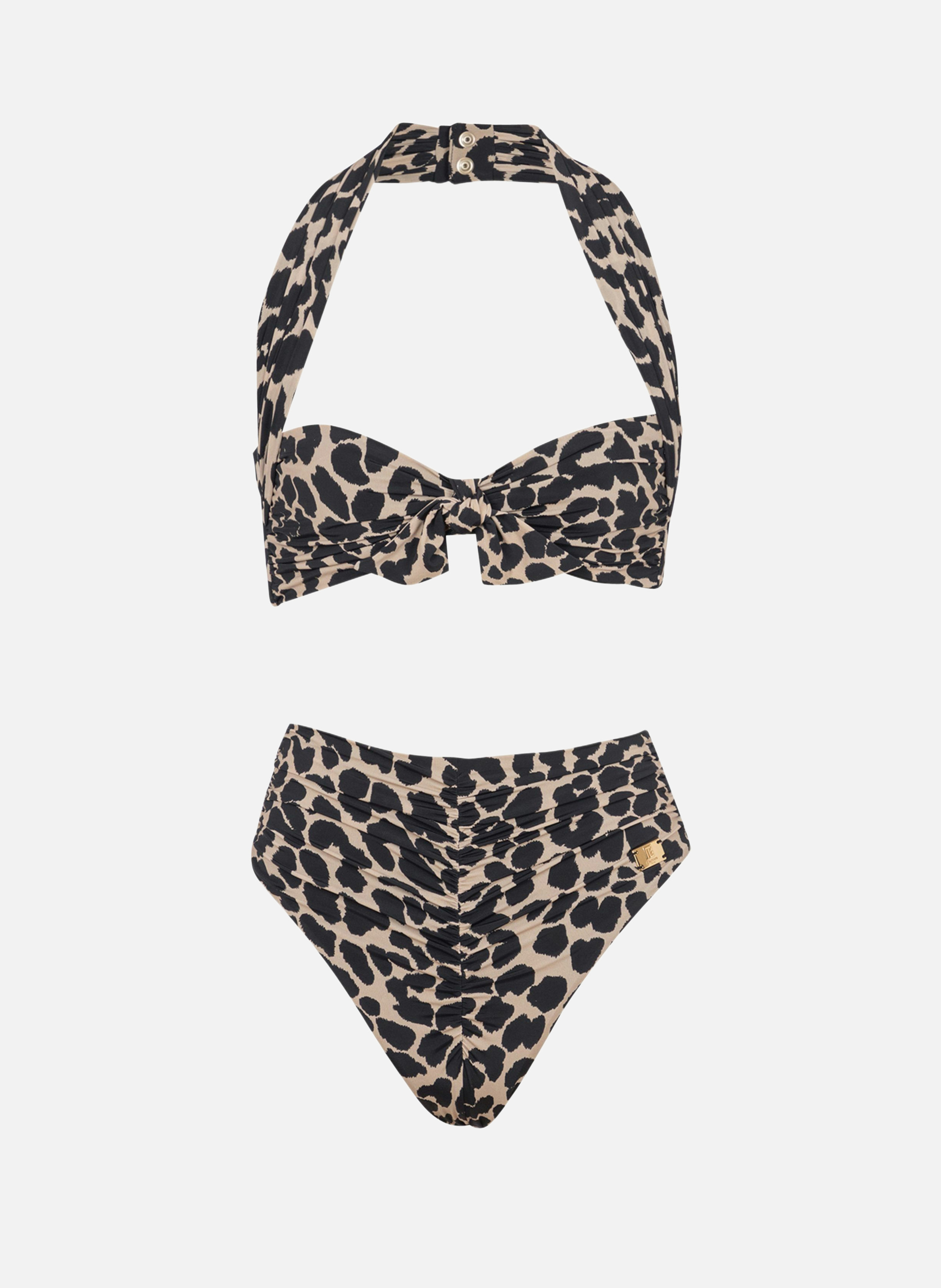 Maillot de bain deux pièces imprimé motif léopard BALMAIN Multicolore