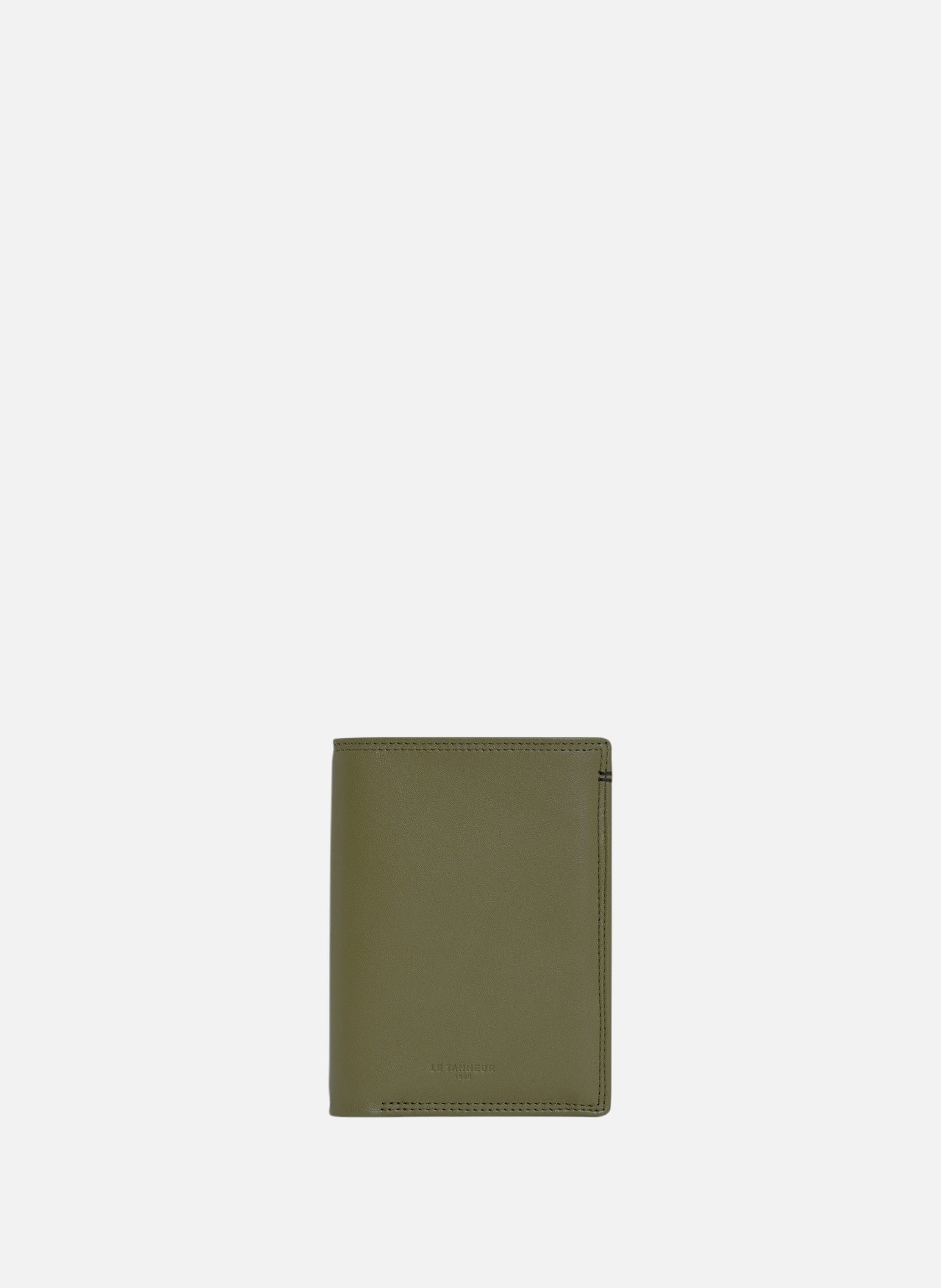 Portefeuille vertical moyen modèle zippé 2 volets martin en cuir lisse LE TANNEUR Vert