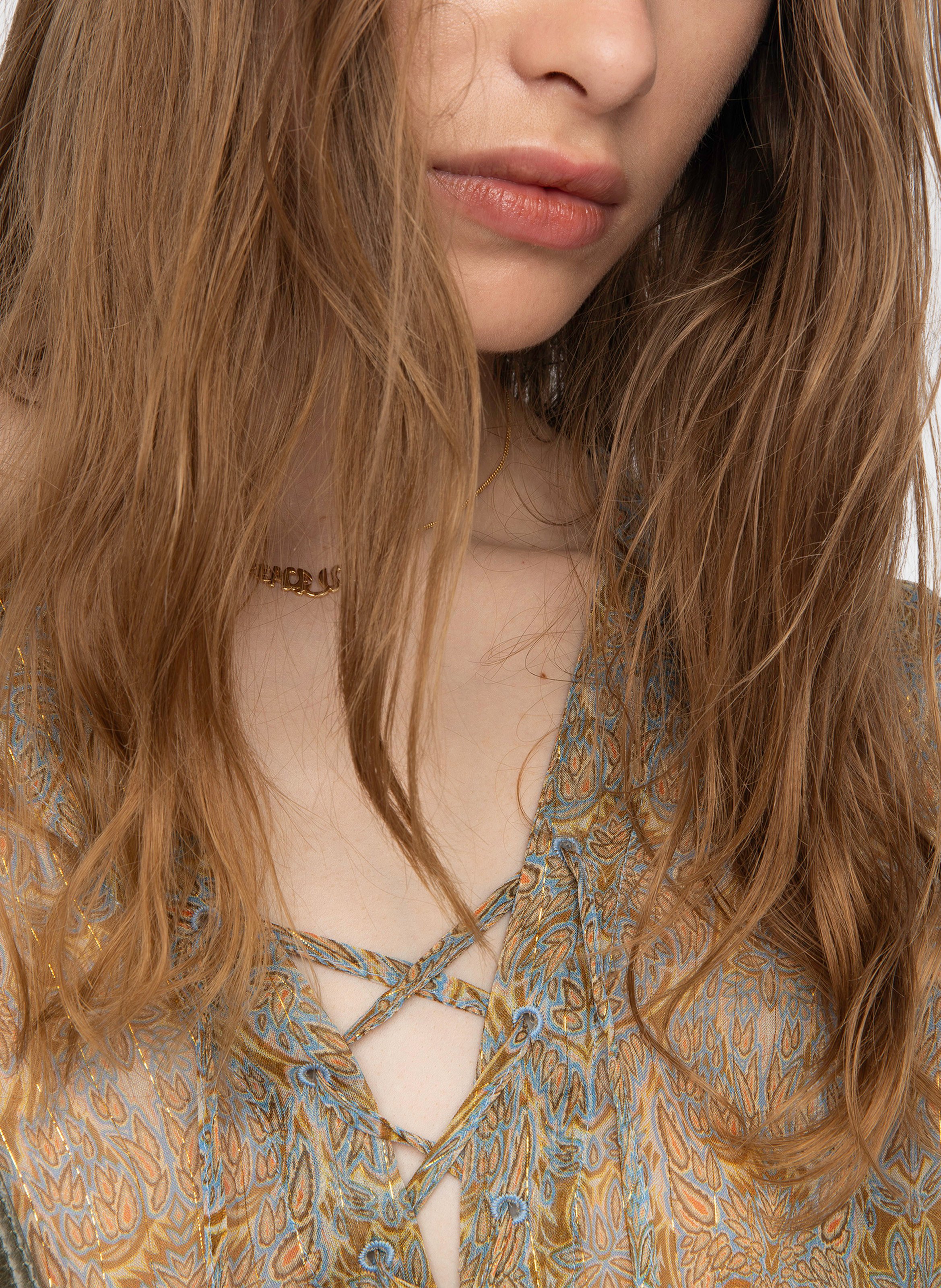 Blouse col v en coton mélangé tamela ZADIG&VOLTAIRE Bleu