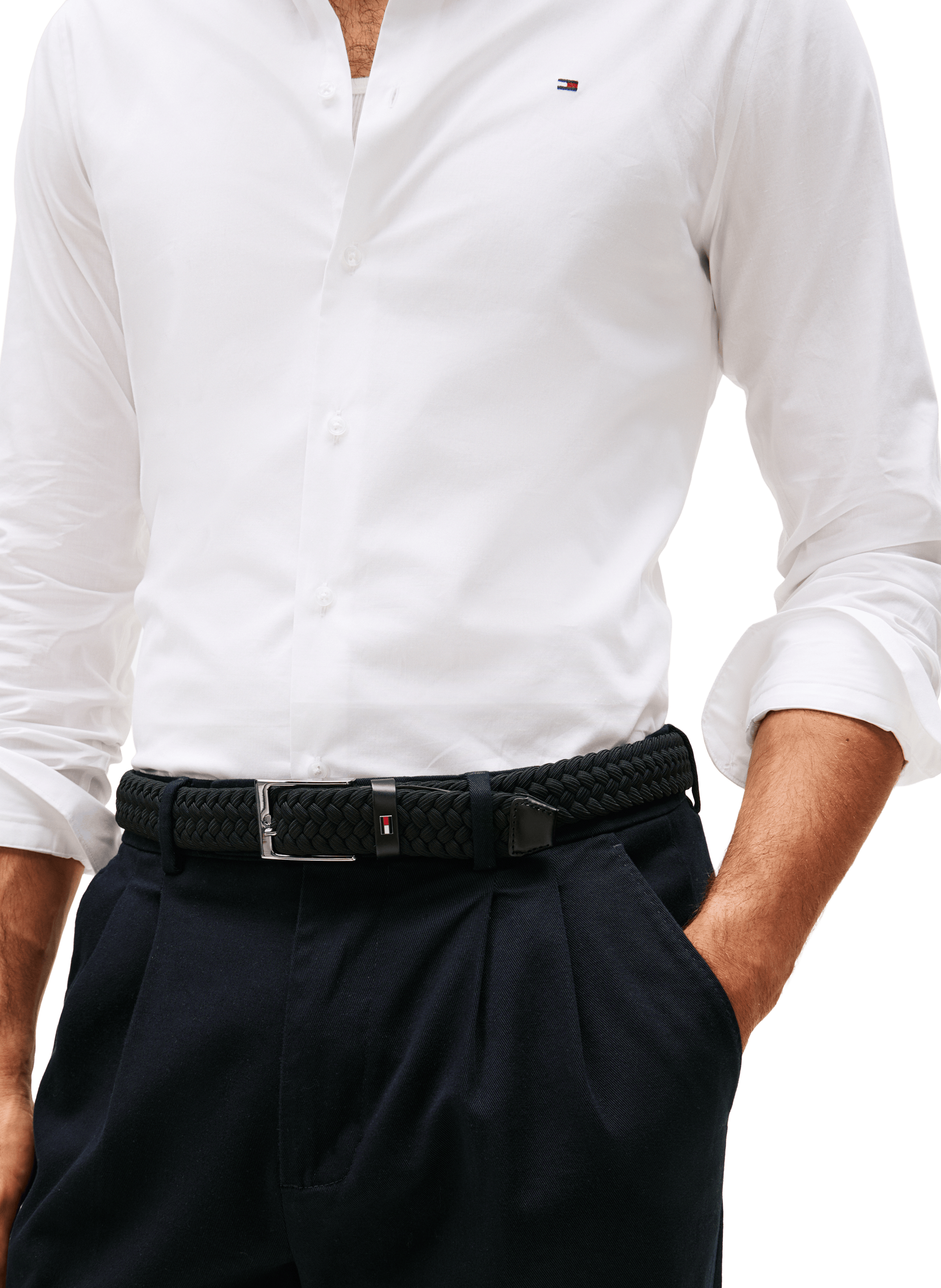 Slim cotton-blend shirt TOMMY HILFIGER White