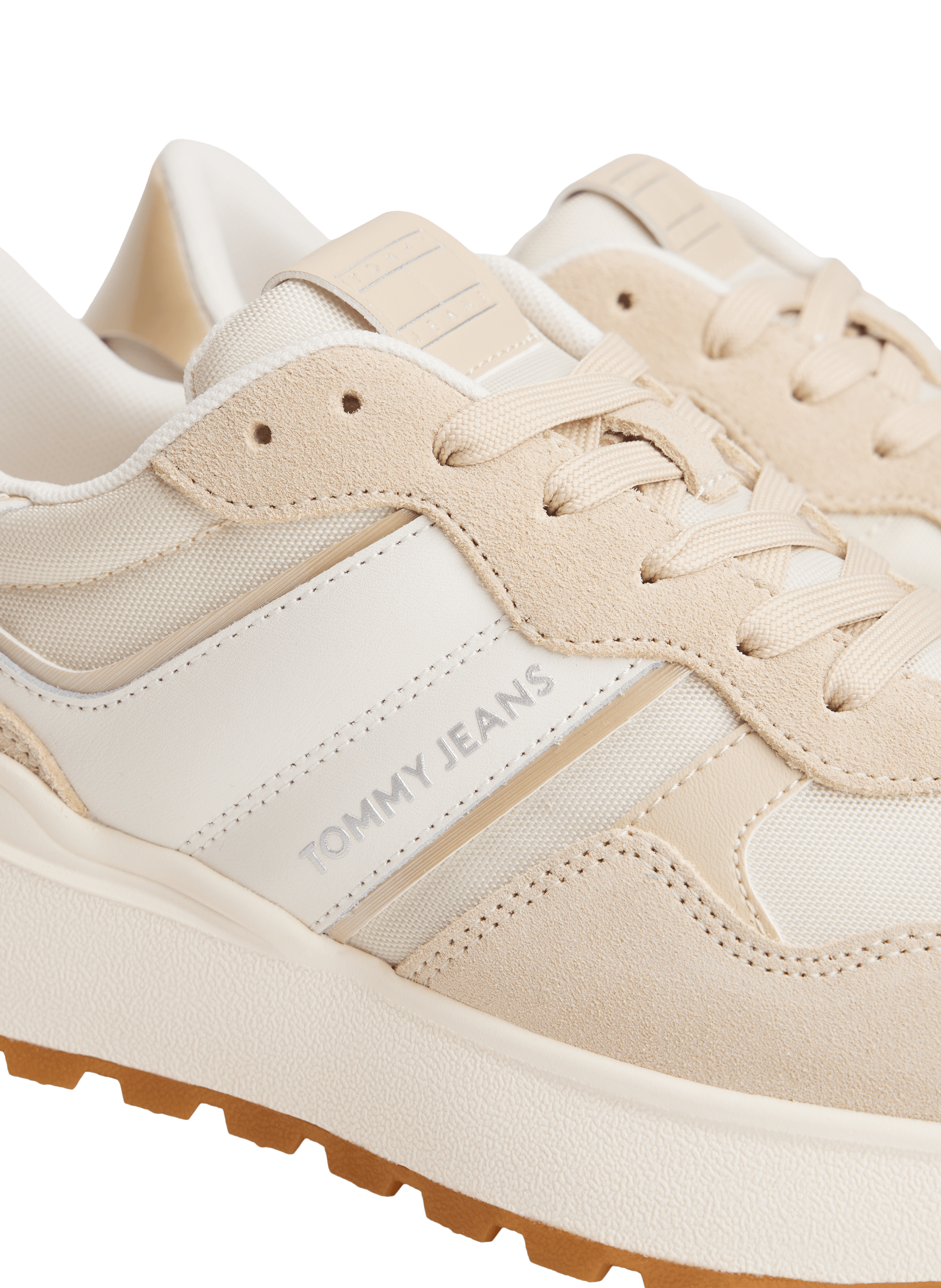 Baskets en cuir multitextures crantées TOMMY HILFIGER Beige