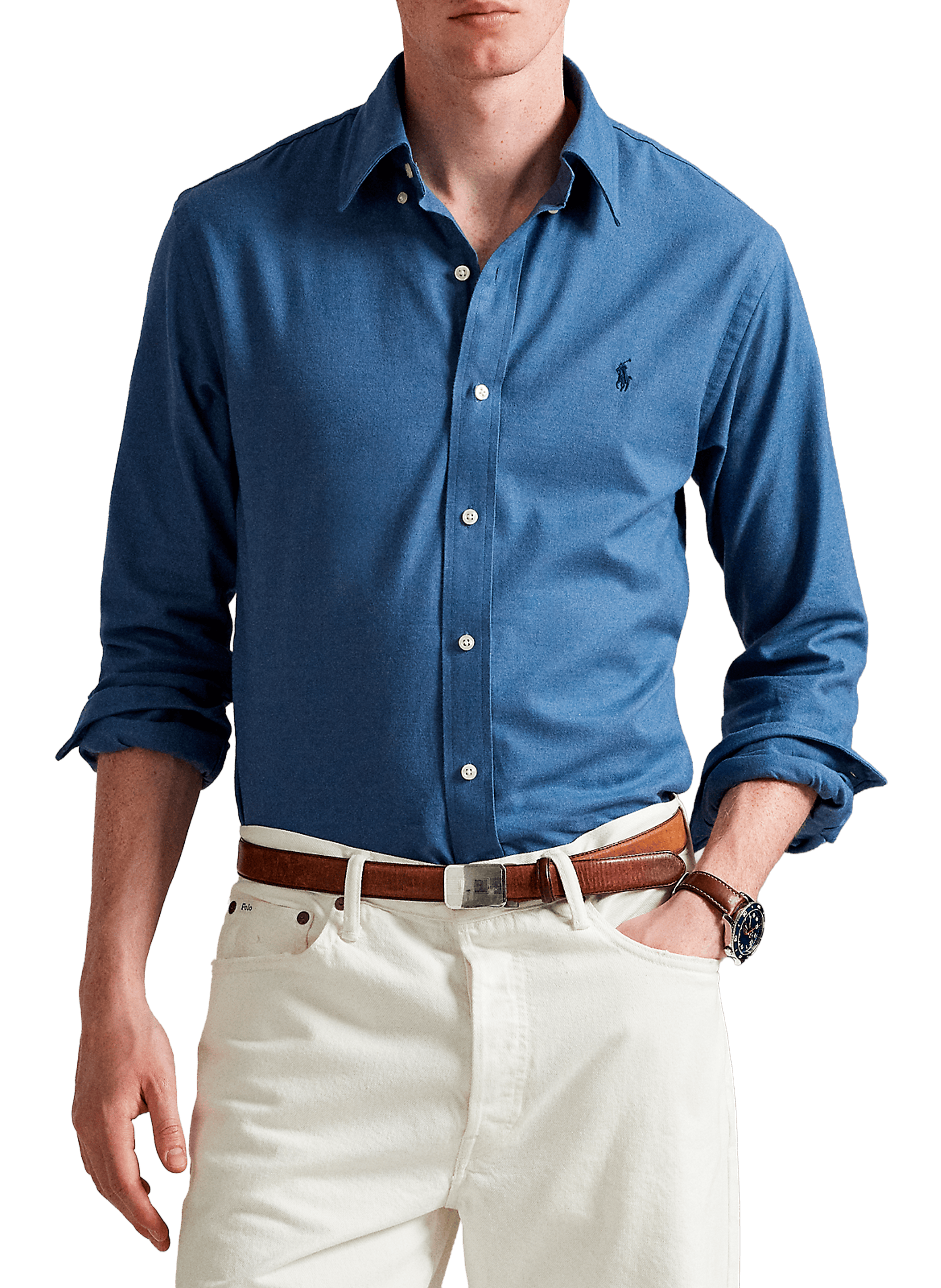 POLO RALPH LAUREN Chemise droite en coton mélangé Bleu